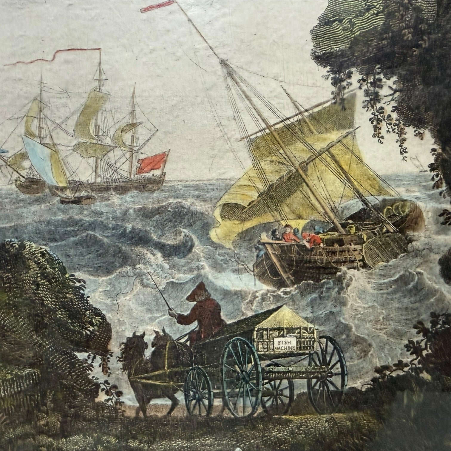 Grabado The Fishery de G. Cristini vintage