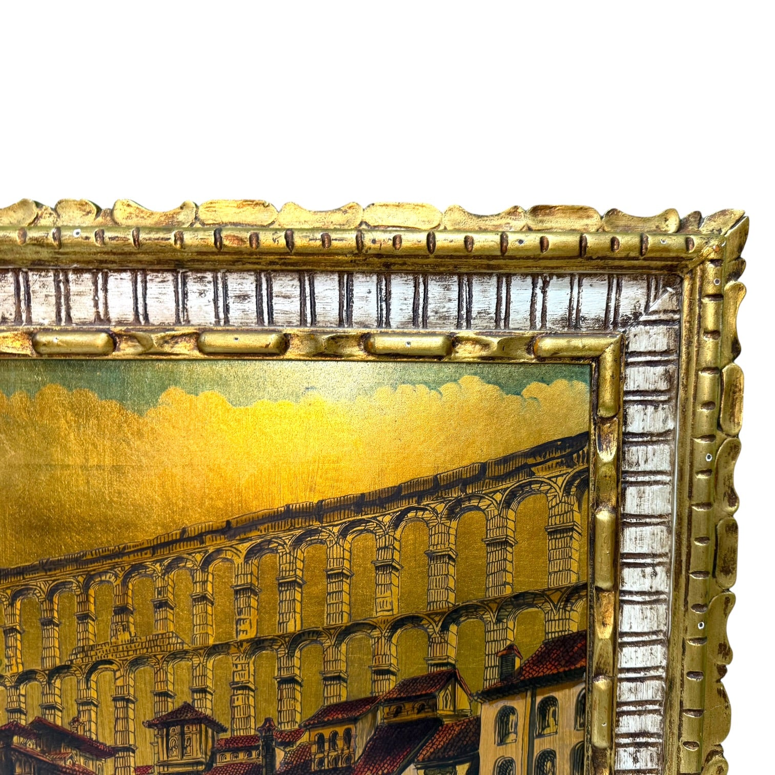 Óleo sobre tabla Acueducto de Segovia de Antonio Rivas 1979