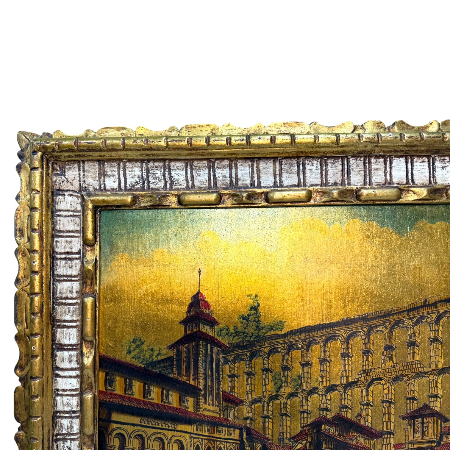 Óleo sobre tabla Acueducto de Segovia de Antonio Rivas 1979