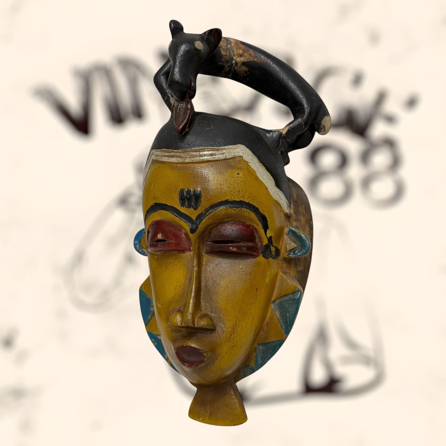 Máscara tribal Baule Africana vintage