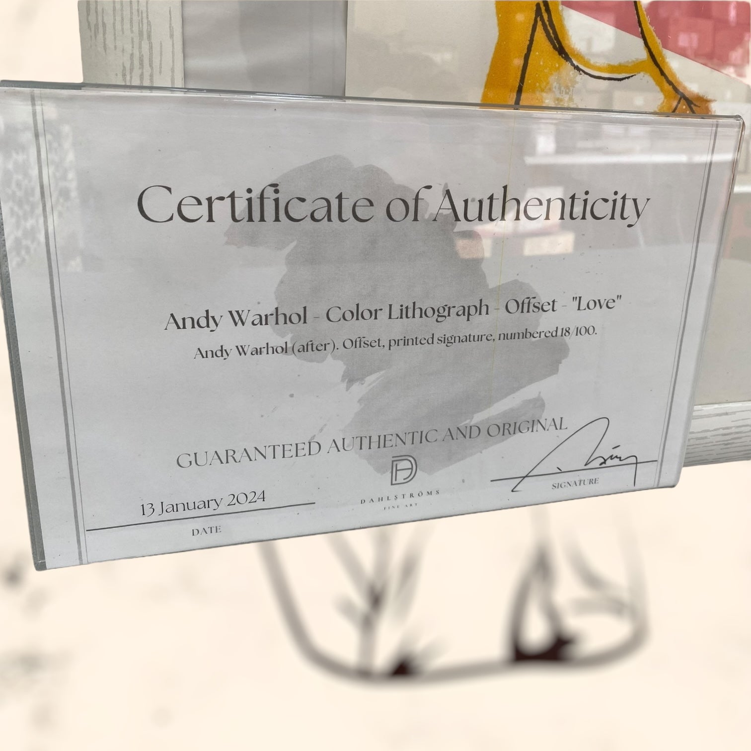 Litografía Love de Andy Warholl con certificado de autenticidad