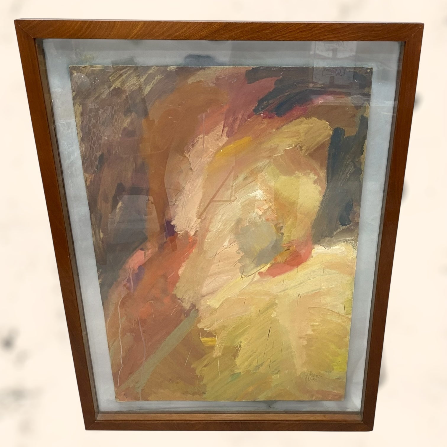 Óleo abstracto de gran tamaño firmado