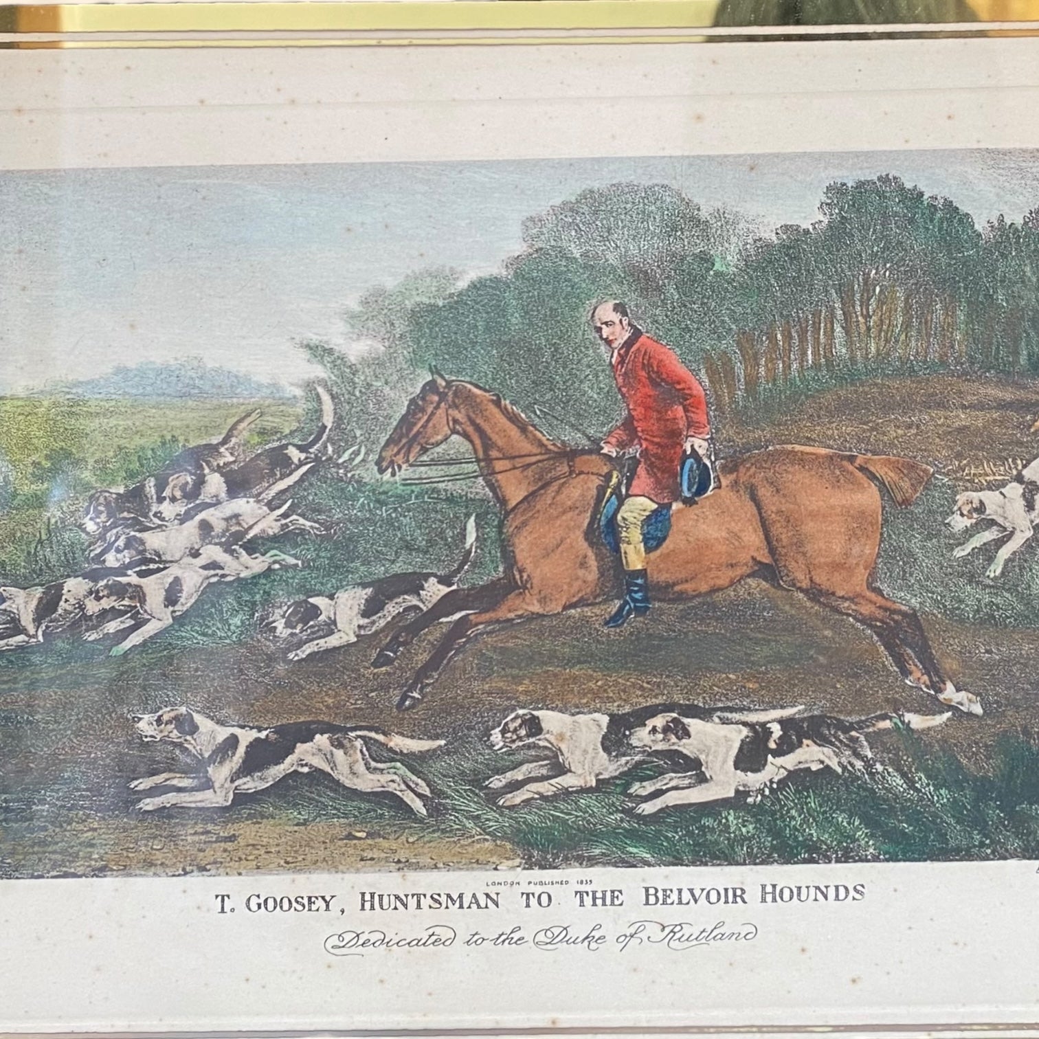 Pareja de grabados coloreados de Richard Barrett Davis antiguos