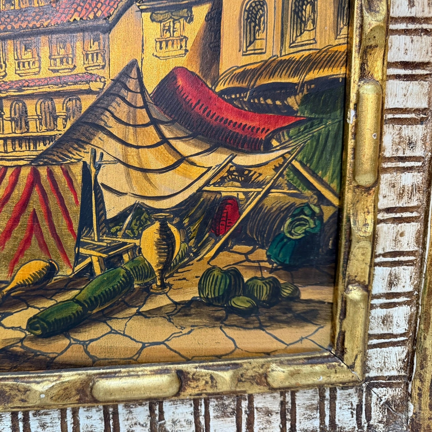 Óleo sobre tabla Acueducto de Segovia de Antonio Rivas 1979