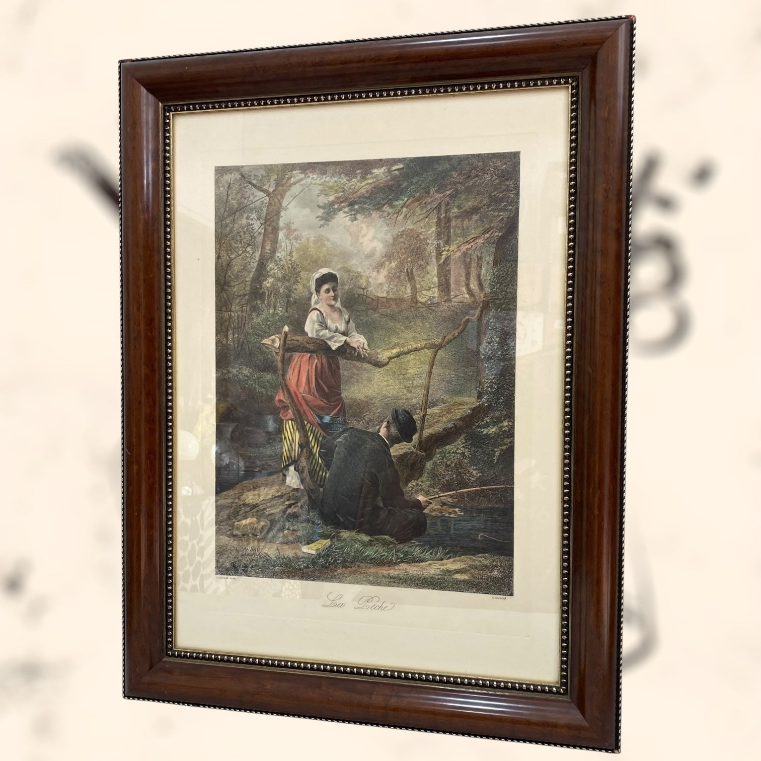 Grabado de la obra La Pêche de Edmond Rudaux