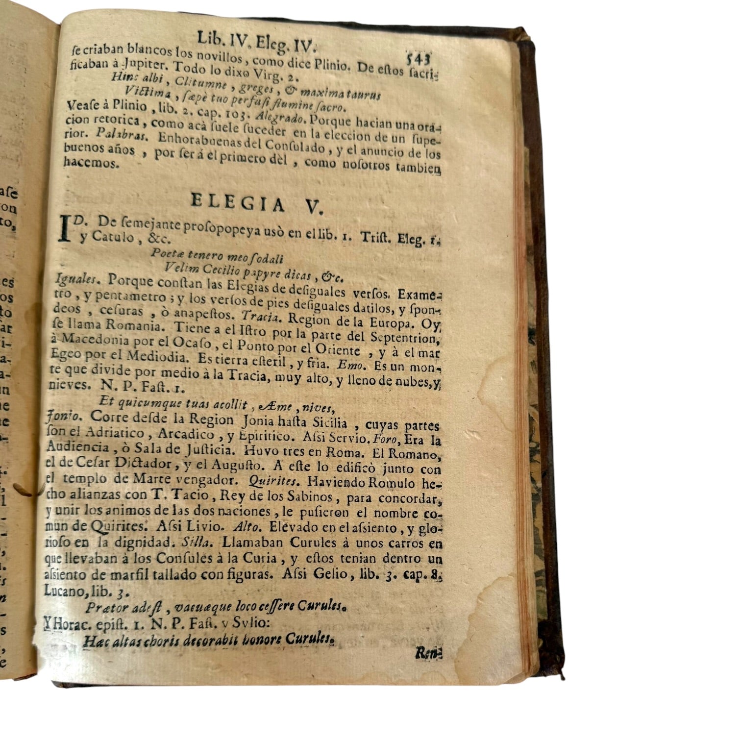 Libro Comento de P. Ovidio Nasón a los libros de Tristes y Ponto de 1733