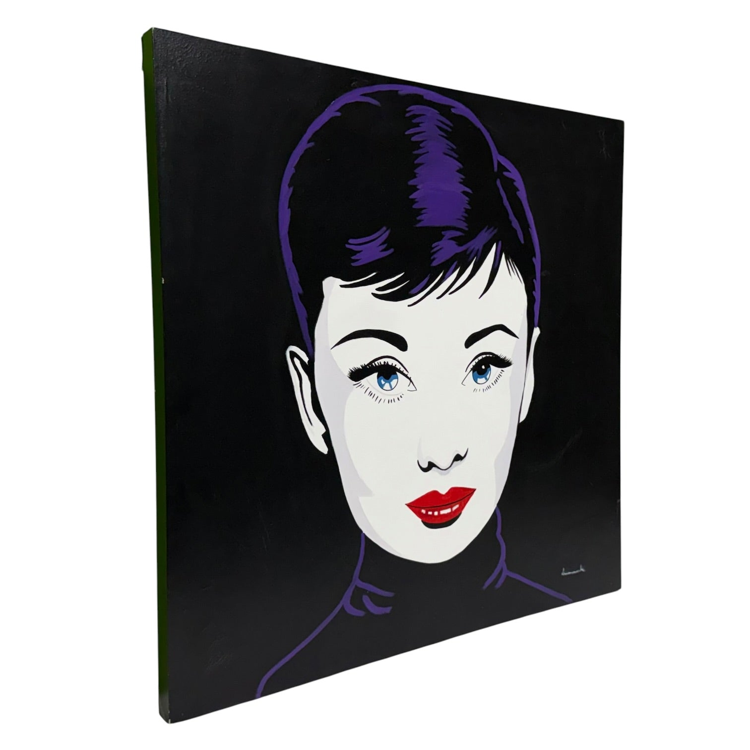 Pareja de pinturas Art Pop de Marilyn Monroe y Audrey Hepburn firmados por Amanache