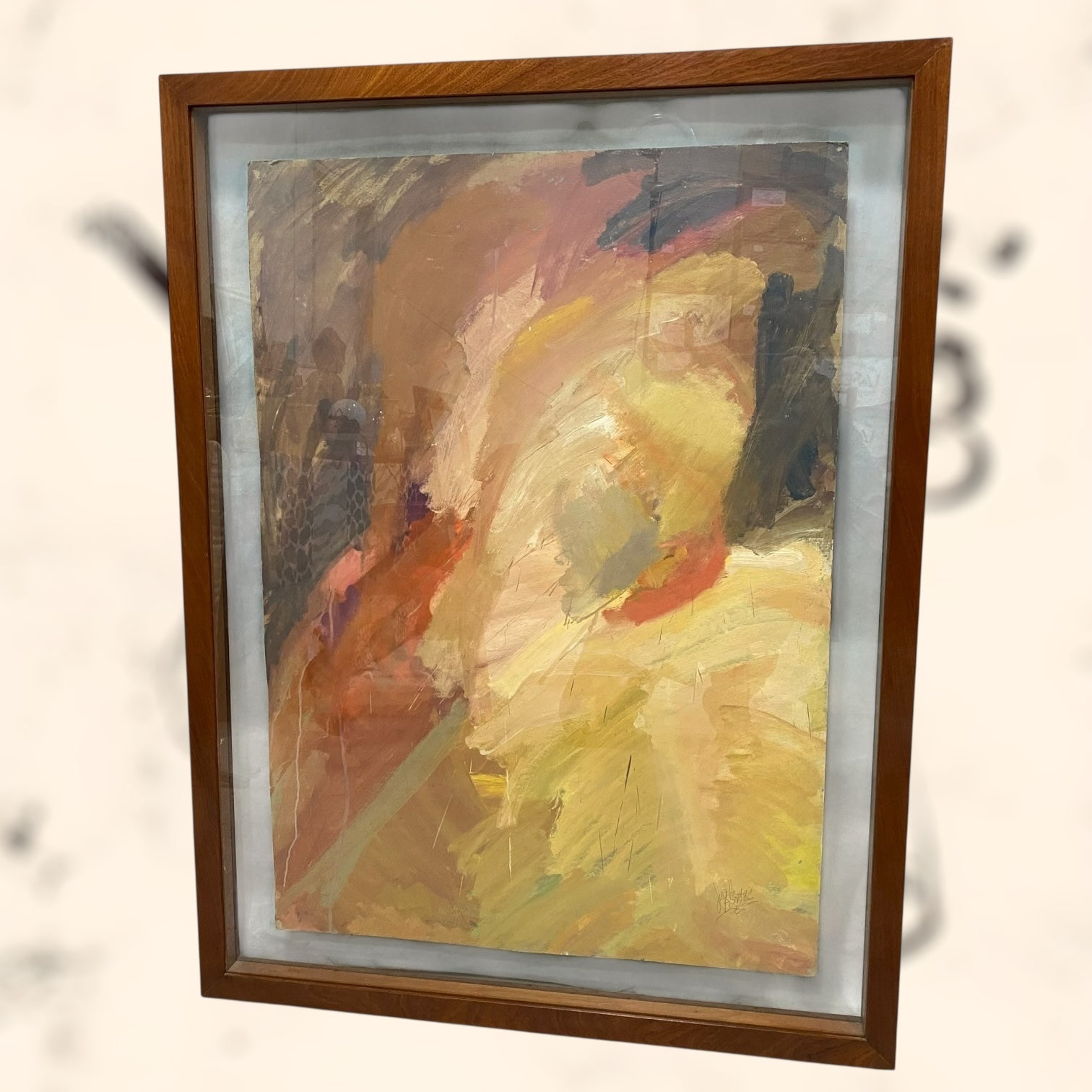 Óleo abstracto de gran tamaño firmado