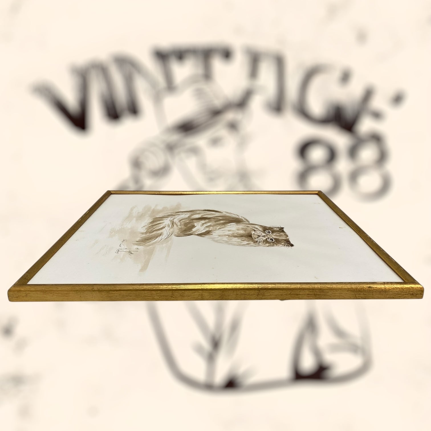 Acuarela de Joan Grau i Mas firmada y dedicada