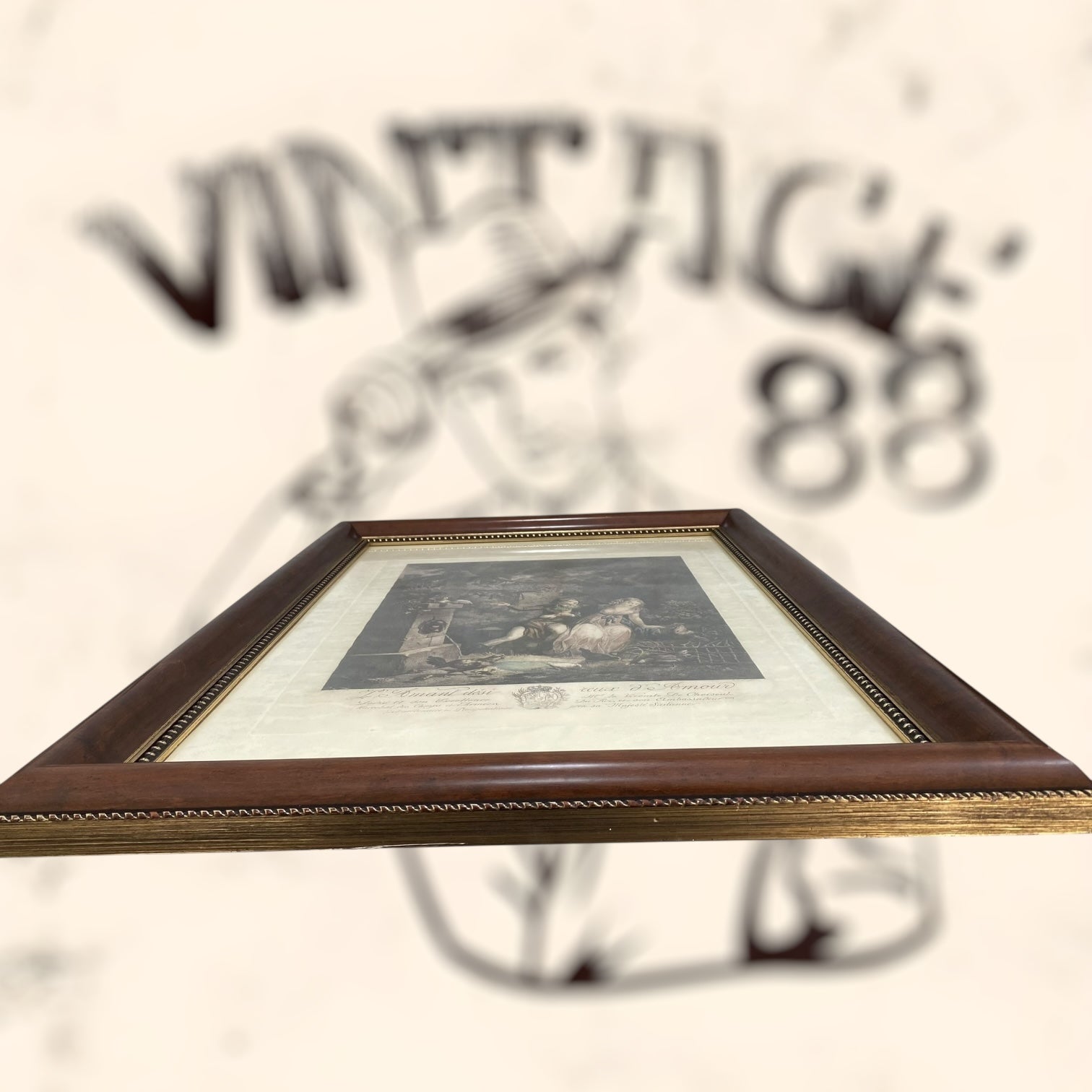 Grabado de la obra L’Amant Discret et les Voeux D’Amour de Jean-Frédéric Schall