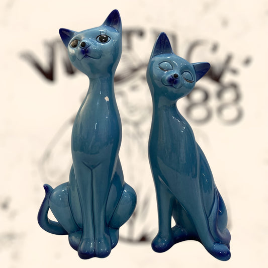 Pareja de Gatos Orientales de cerámica de Fratelli Gialetti vintage
