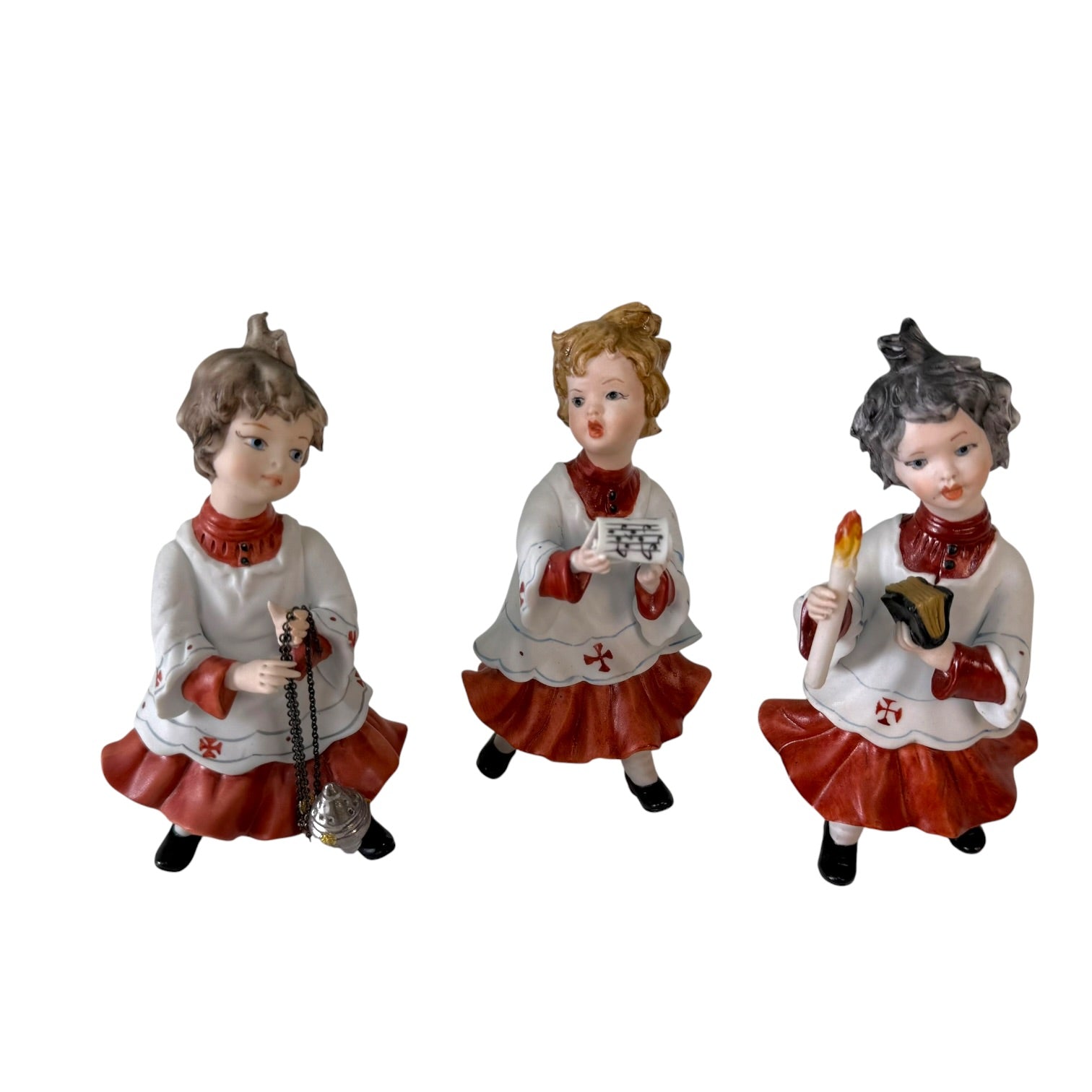 Vintage italienisches Capodimonte Porzellan Ministranten-Set