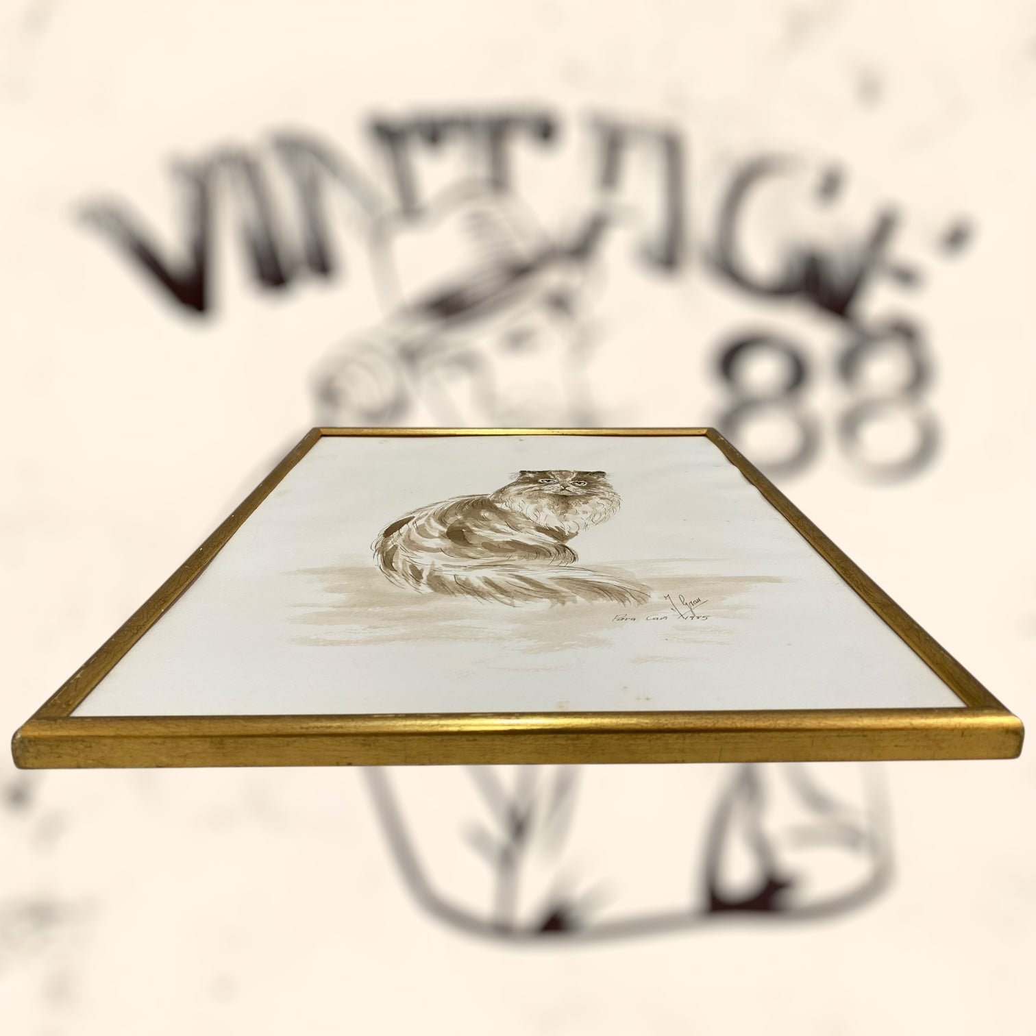 Acuarela de Joan Grau i Mas firmada y dedicada