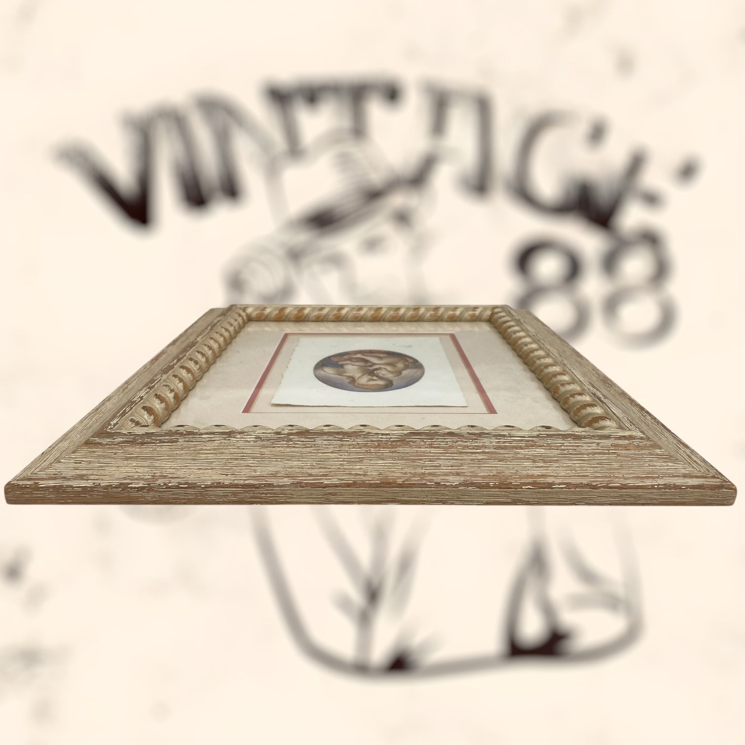 Grabado Santa Madonna e il Bambino firmado a mano P. E