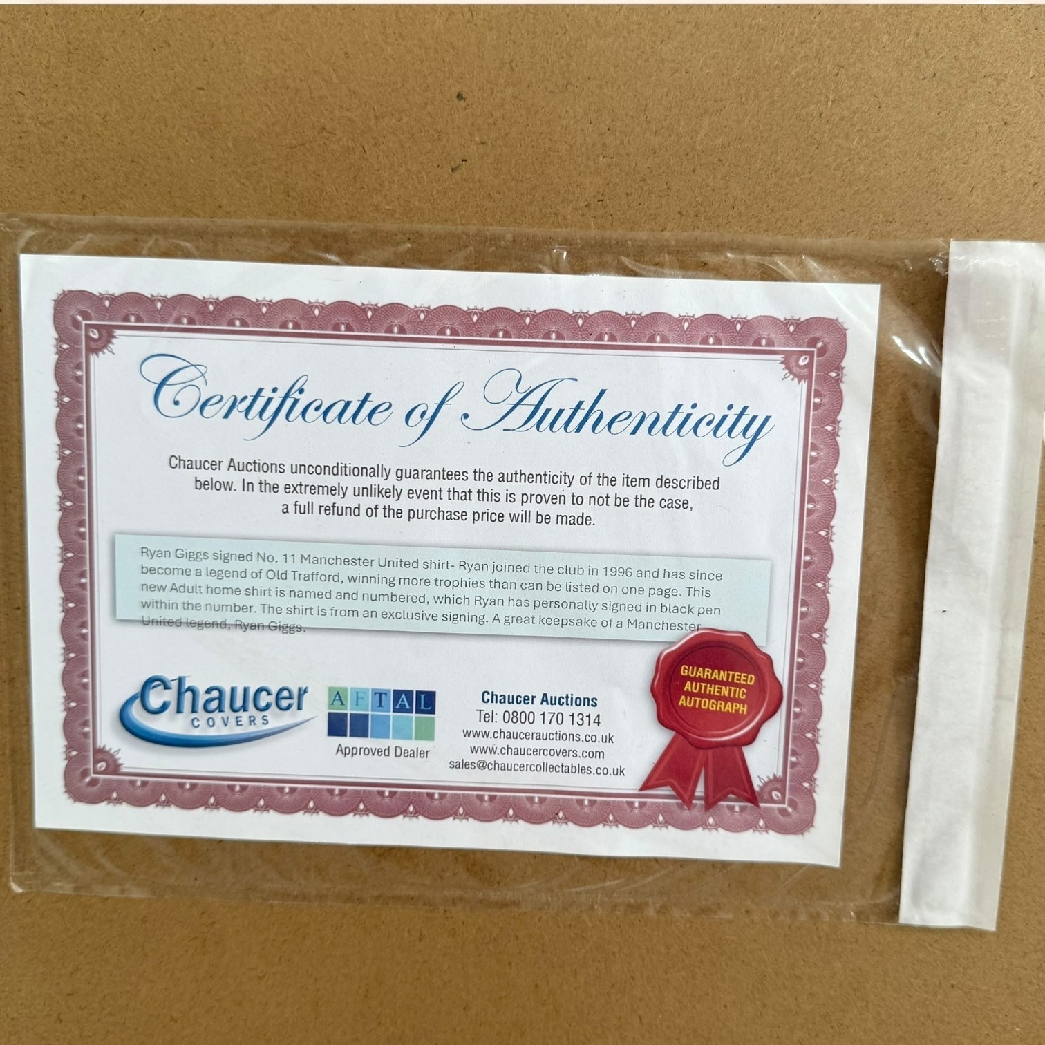 Camiseta del Manchester United con autógrafo de Ryan Giggs original certificado