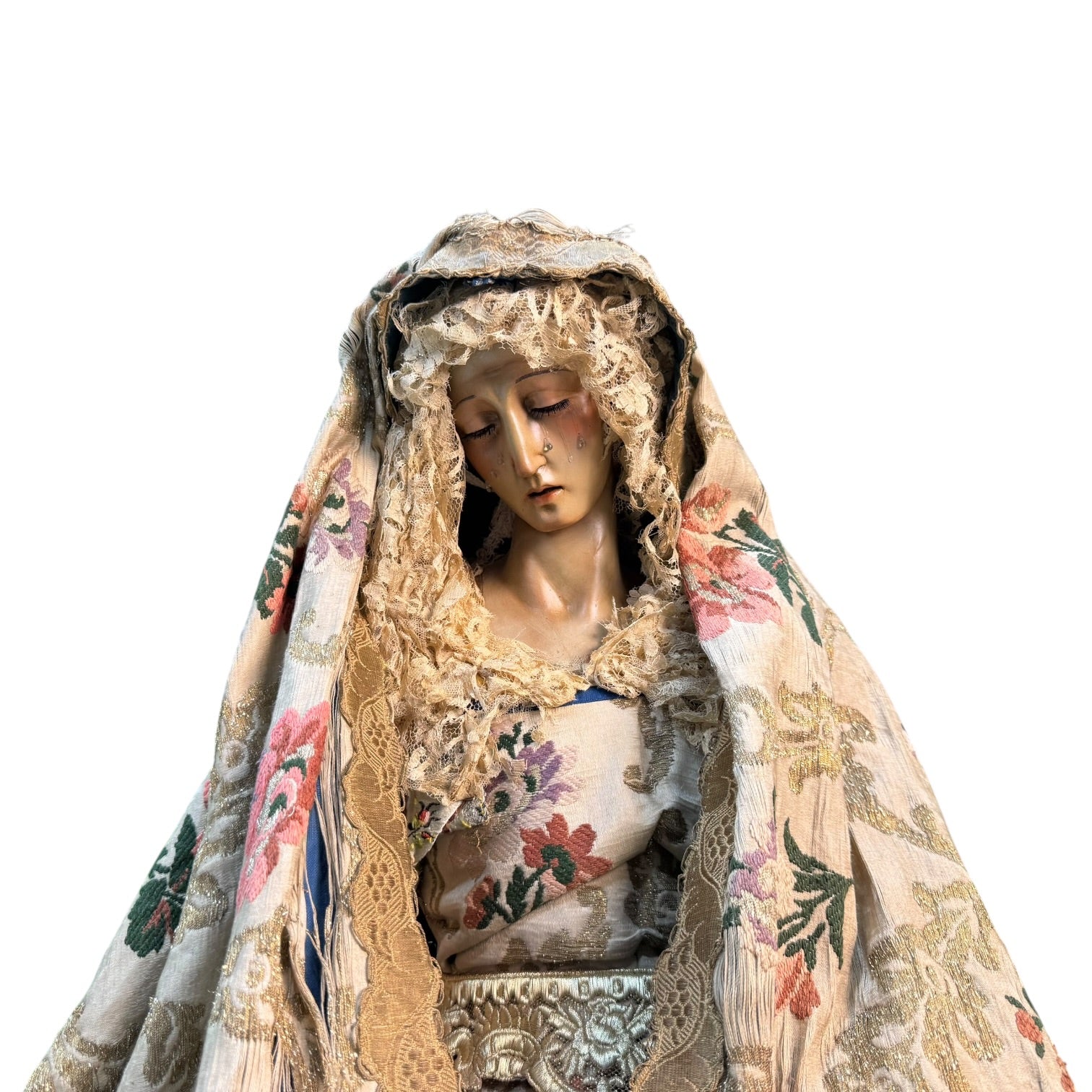 Virgen de vestir policromada antigua
