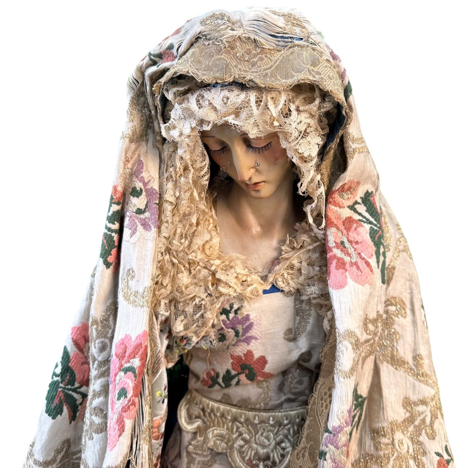Virgen de vestir policromada antigua