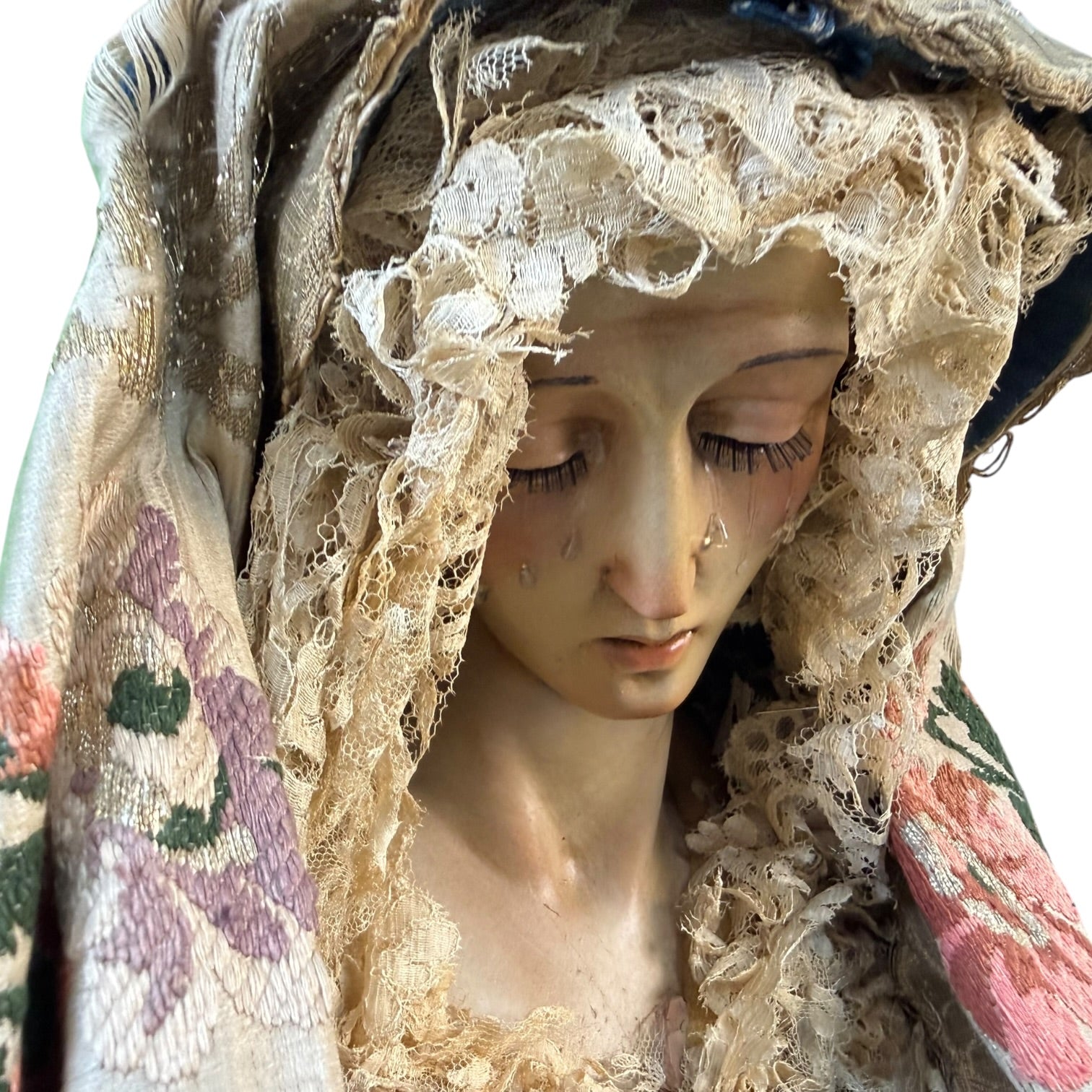 Virgen de vestir policromada antigua