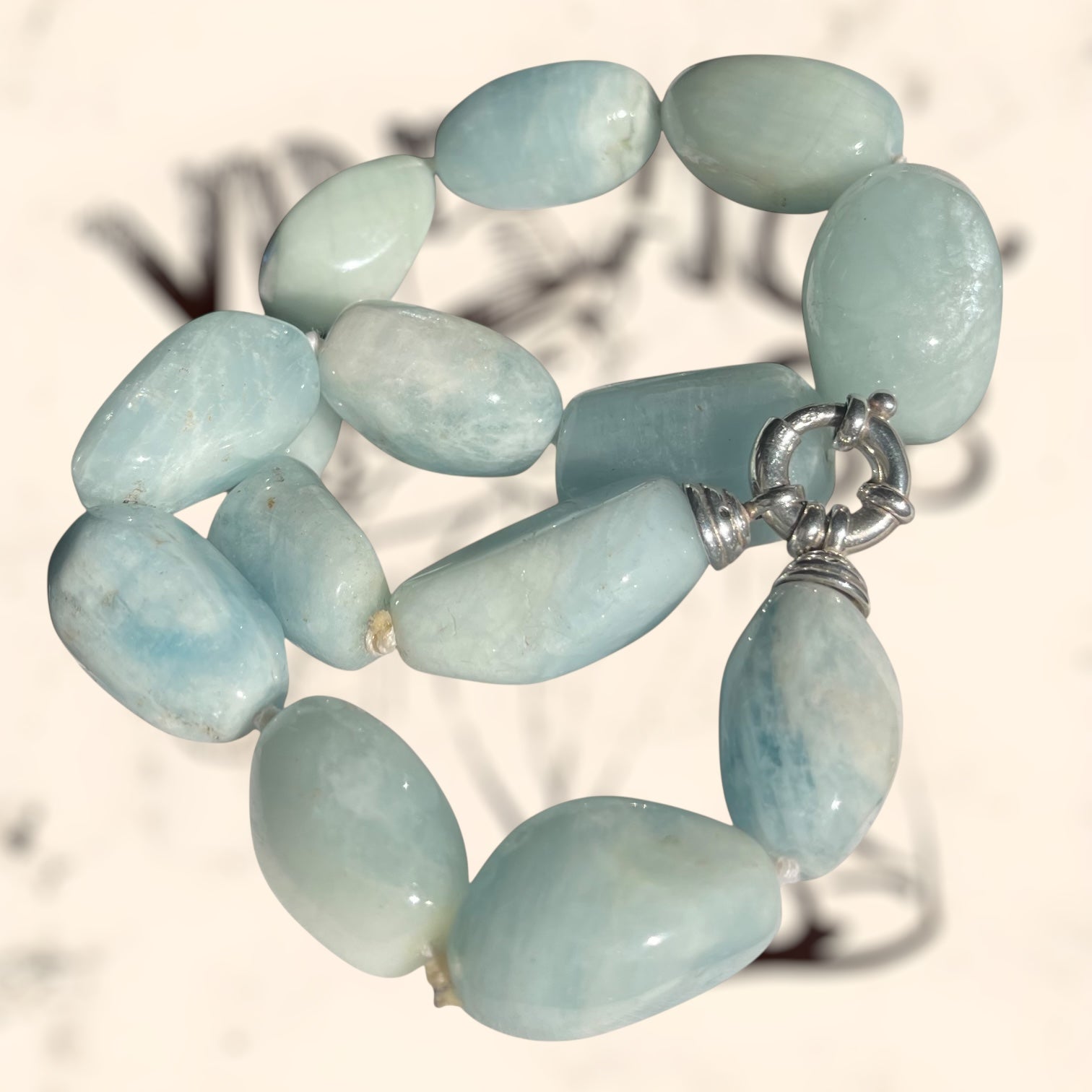 Collar de aguamarina con cierre de plata vintage