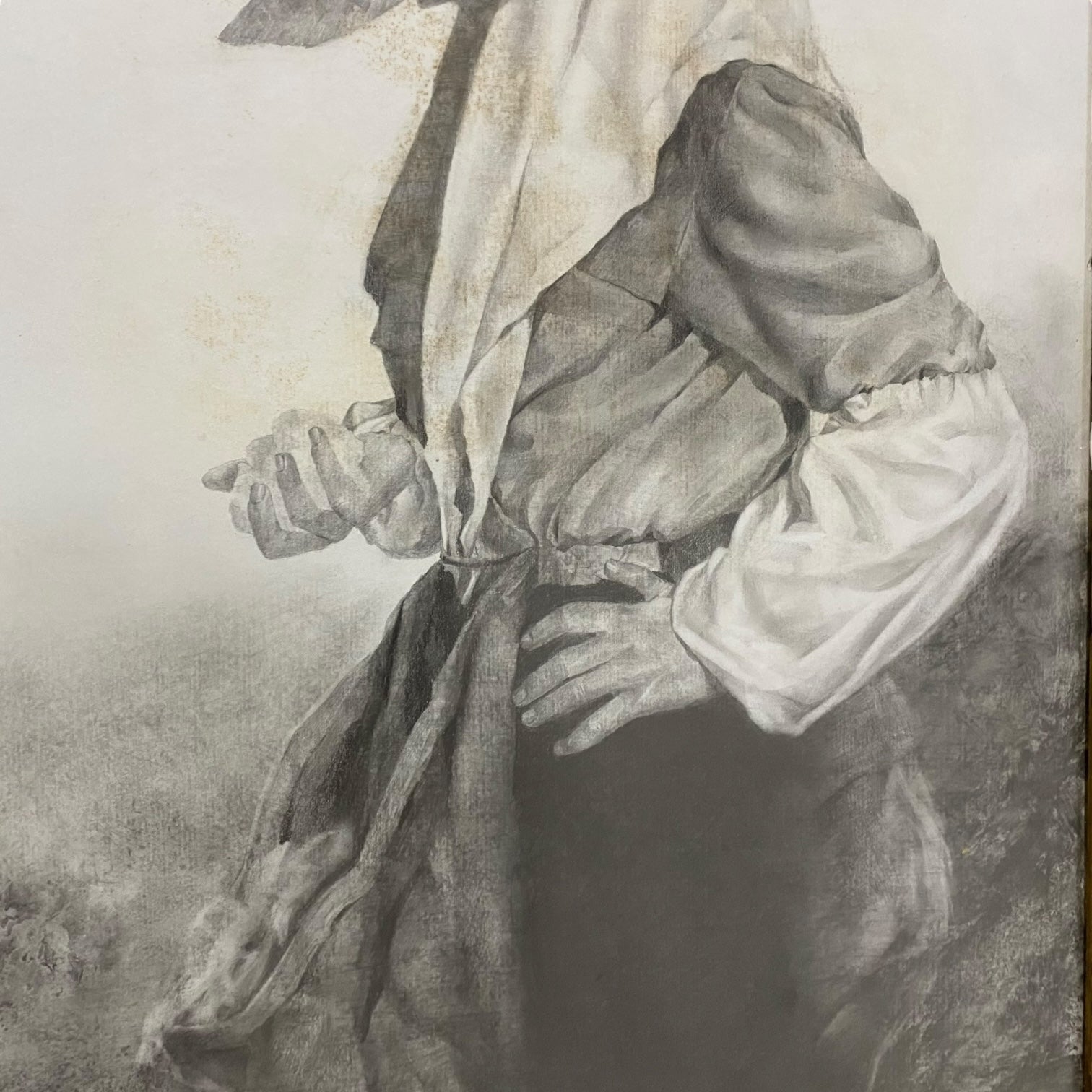 Carboncillo sobre tabla de Ramón Rizo de gran tamaño