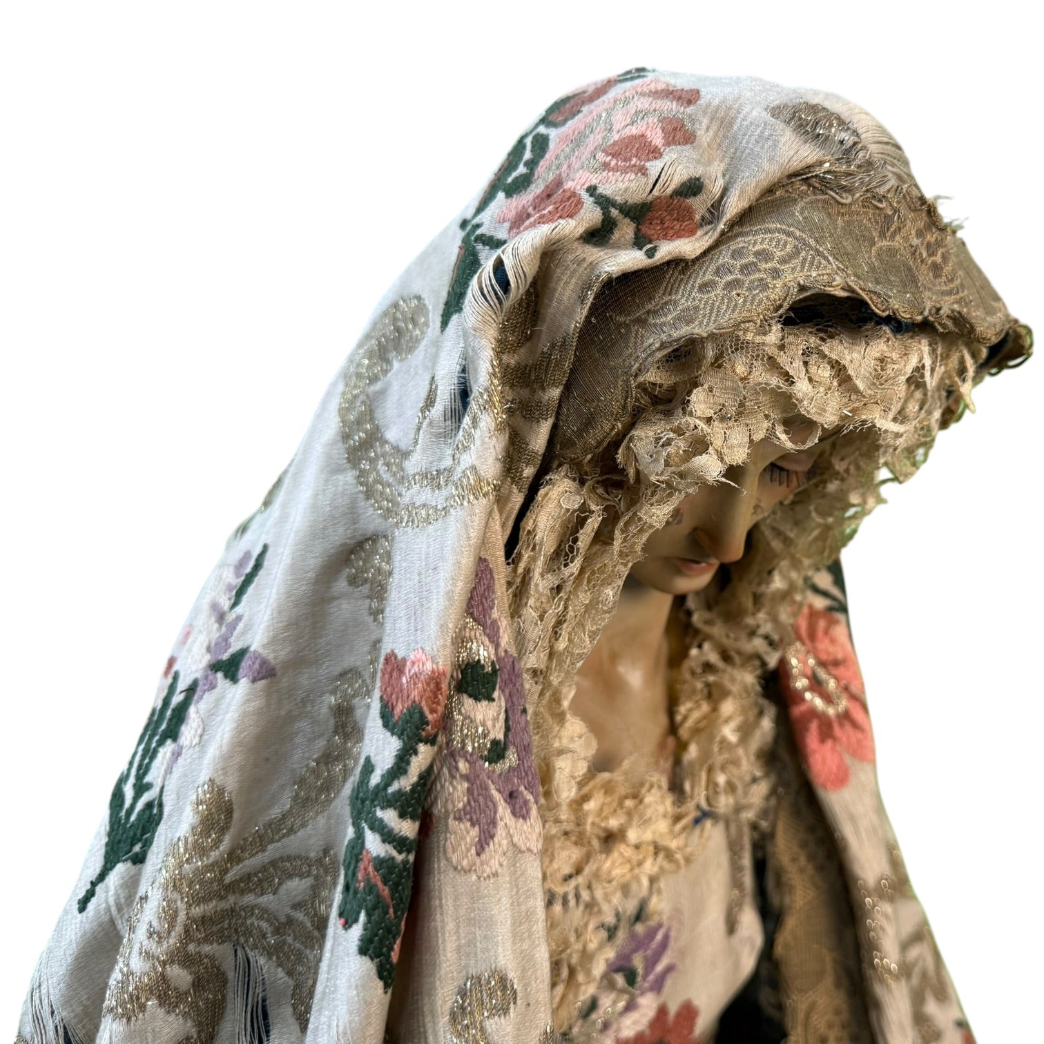 Virgen de vestir policromada antigua