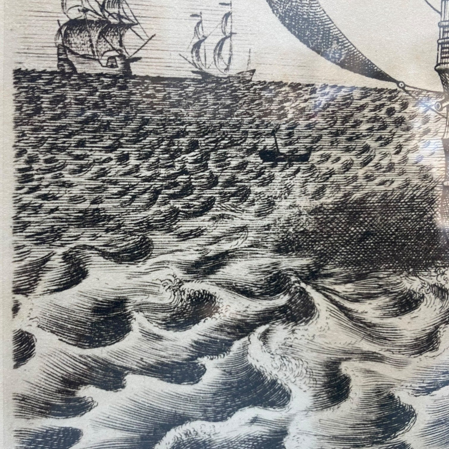 Pareja de grabados Navíos de guerra de Pieter Bruegel antiguos