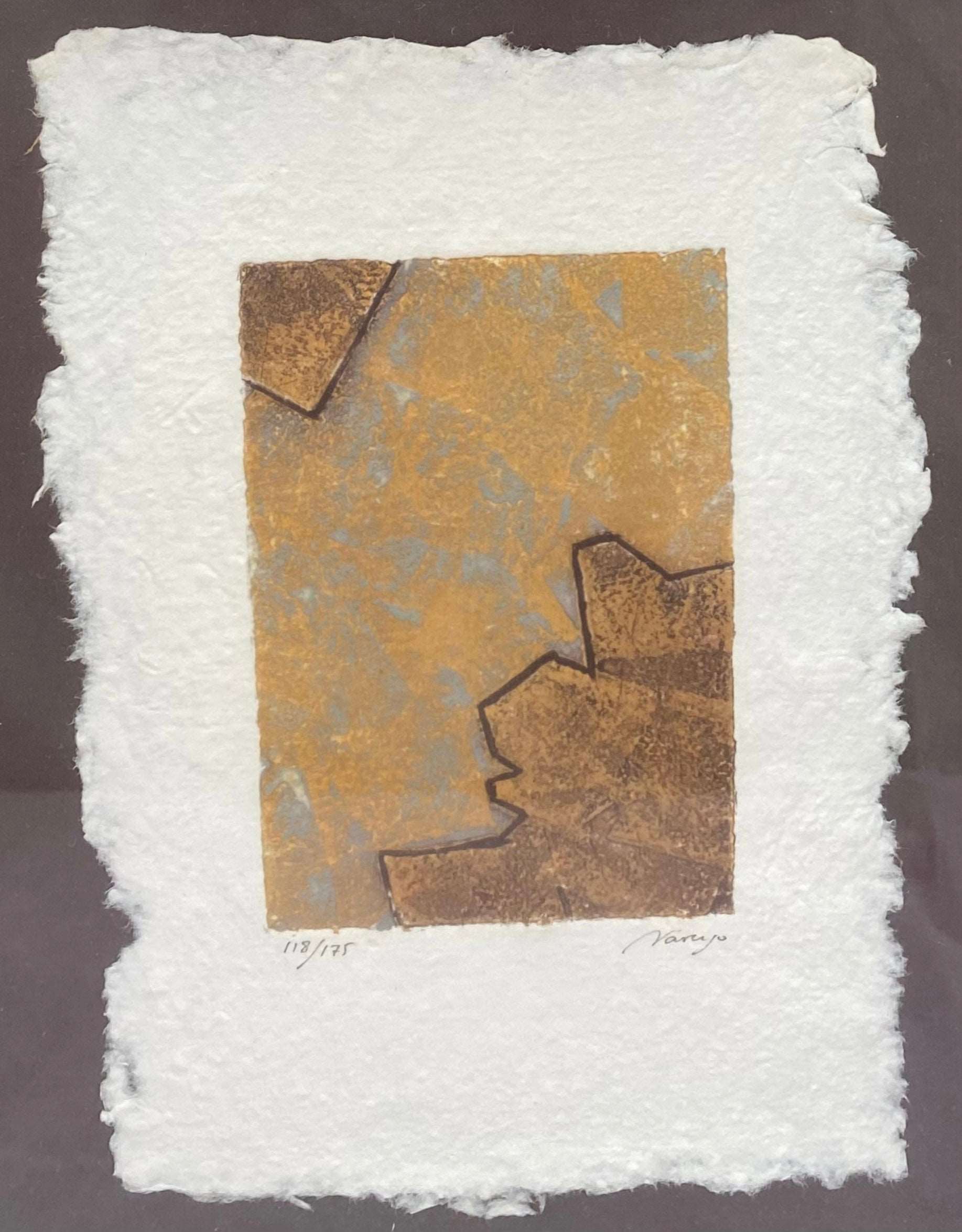 Grabado de arte abstracto de Eduardo Naranjo firmado y numerado a lápiz