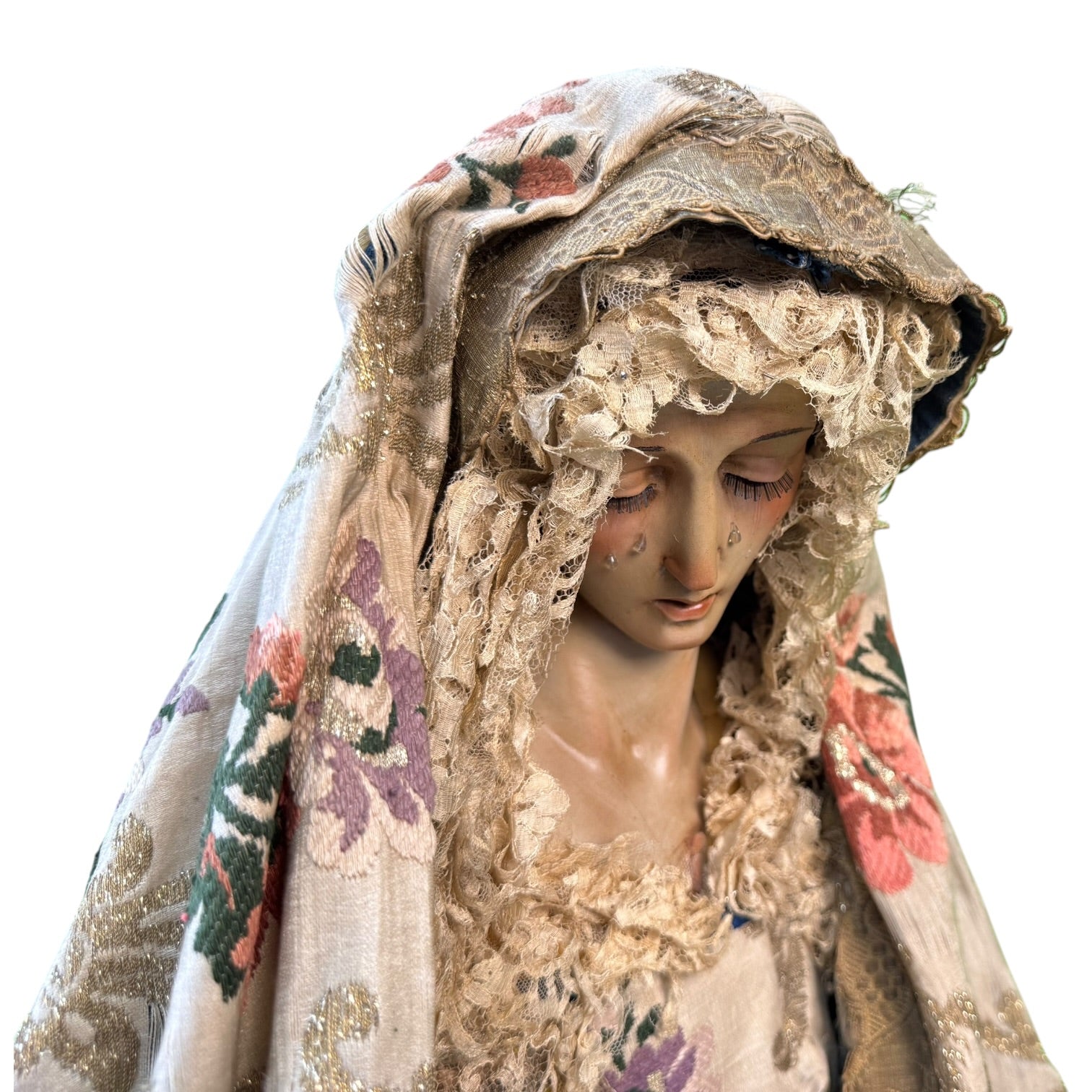 Virgen de vestir policromada antigua
