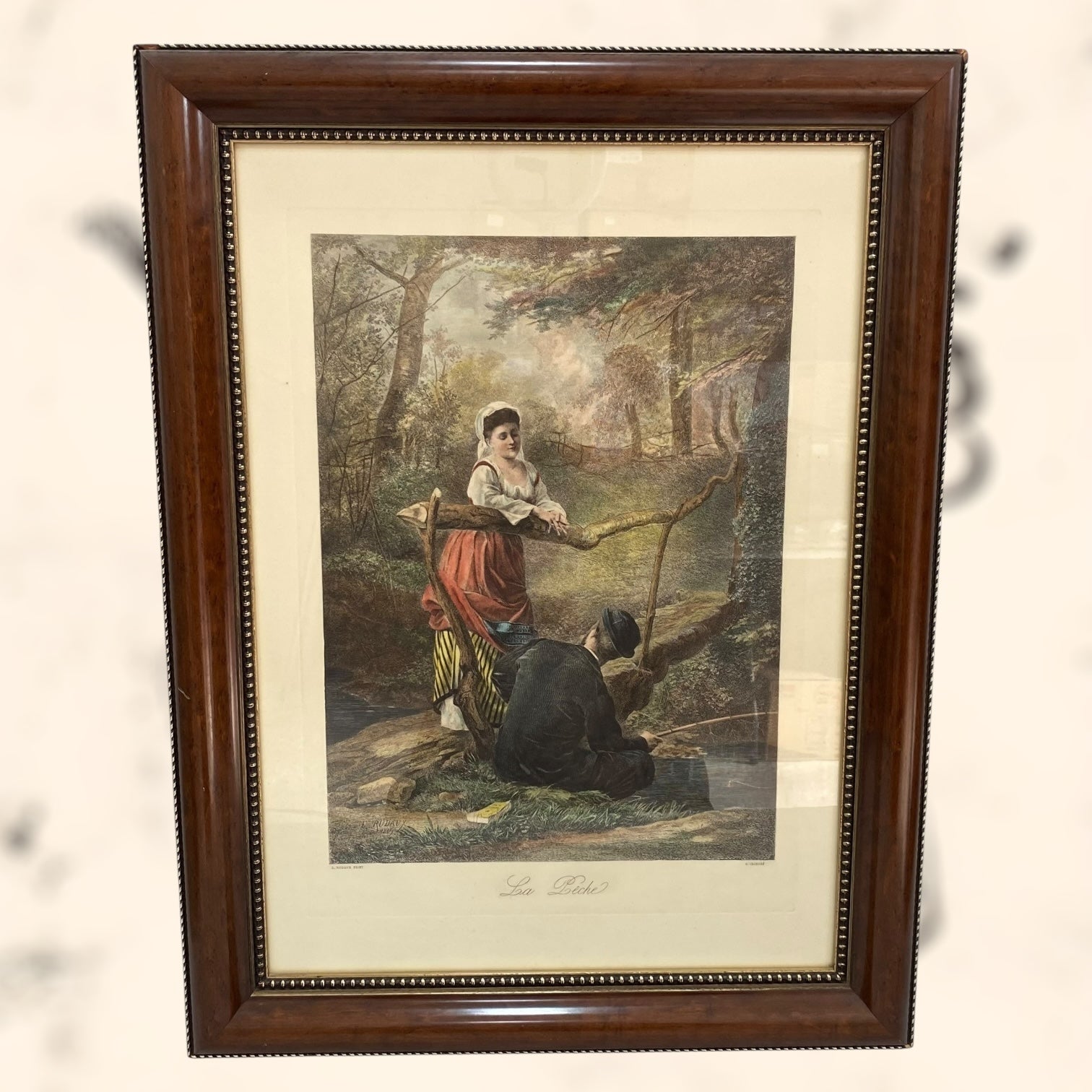 Grabado de la obra La Pêche de Edmond Rudaux