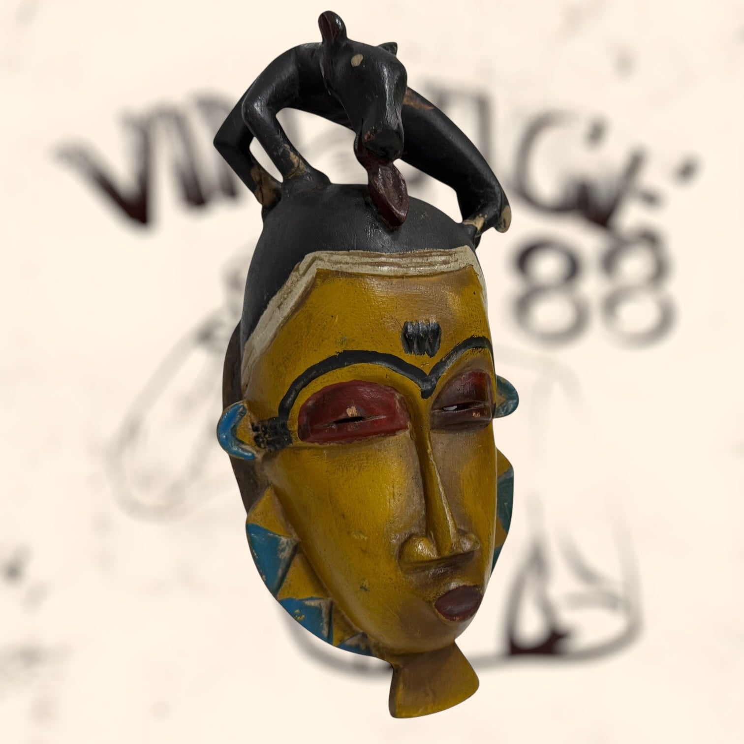 Máscara tribal Baule Africana vintage