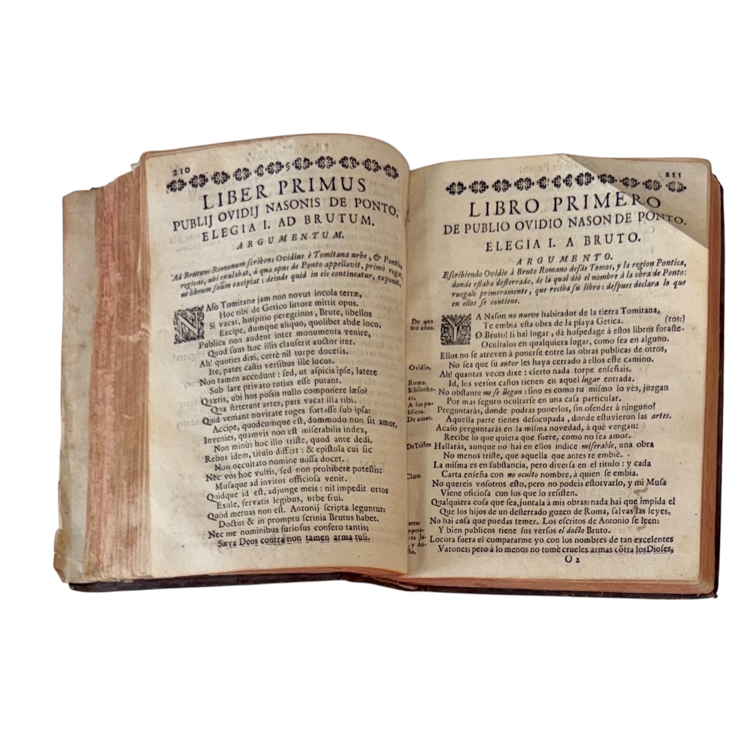 Libro Comento de P. Ovidio Nasón a los libros de Tristes y Ponto de 1733