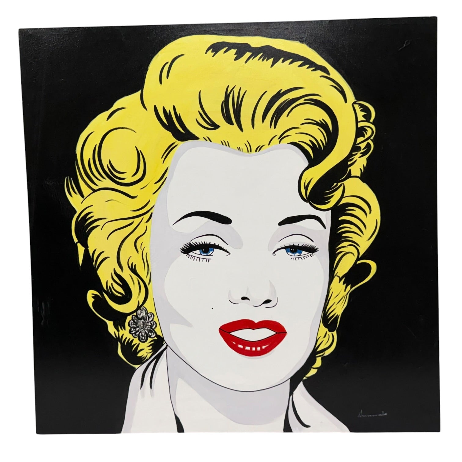Pareja de pinturas Art Pop de Marilyn Monroe y Audrey Hepburn firmados por Amanache