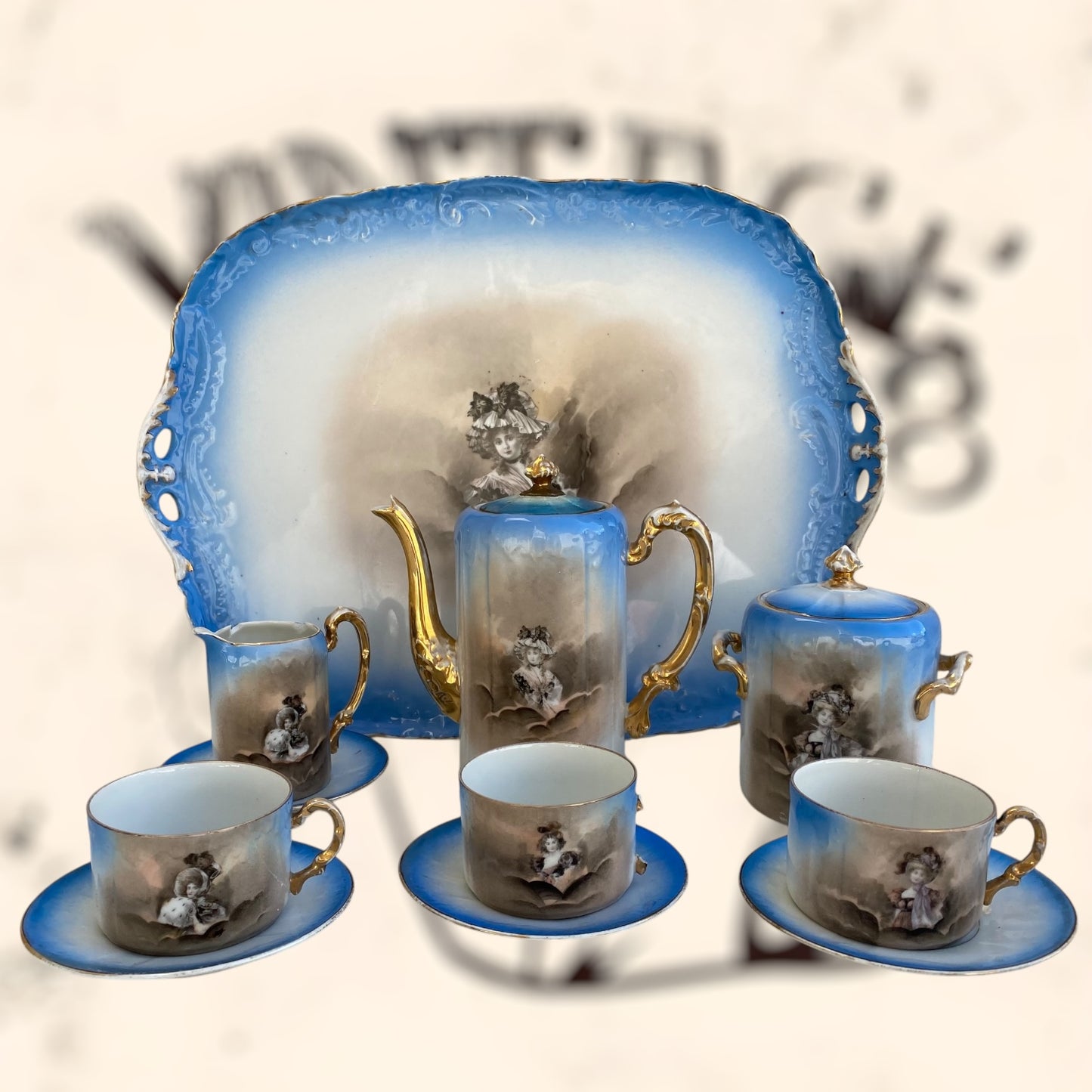 Juego de Té de porcelana Limoges (Albert Pillivuyt) S. XIX