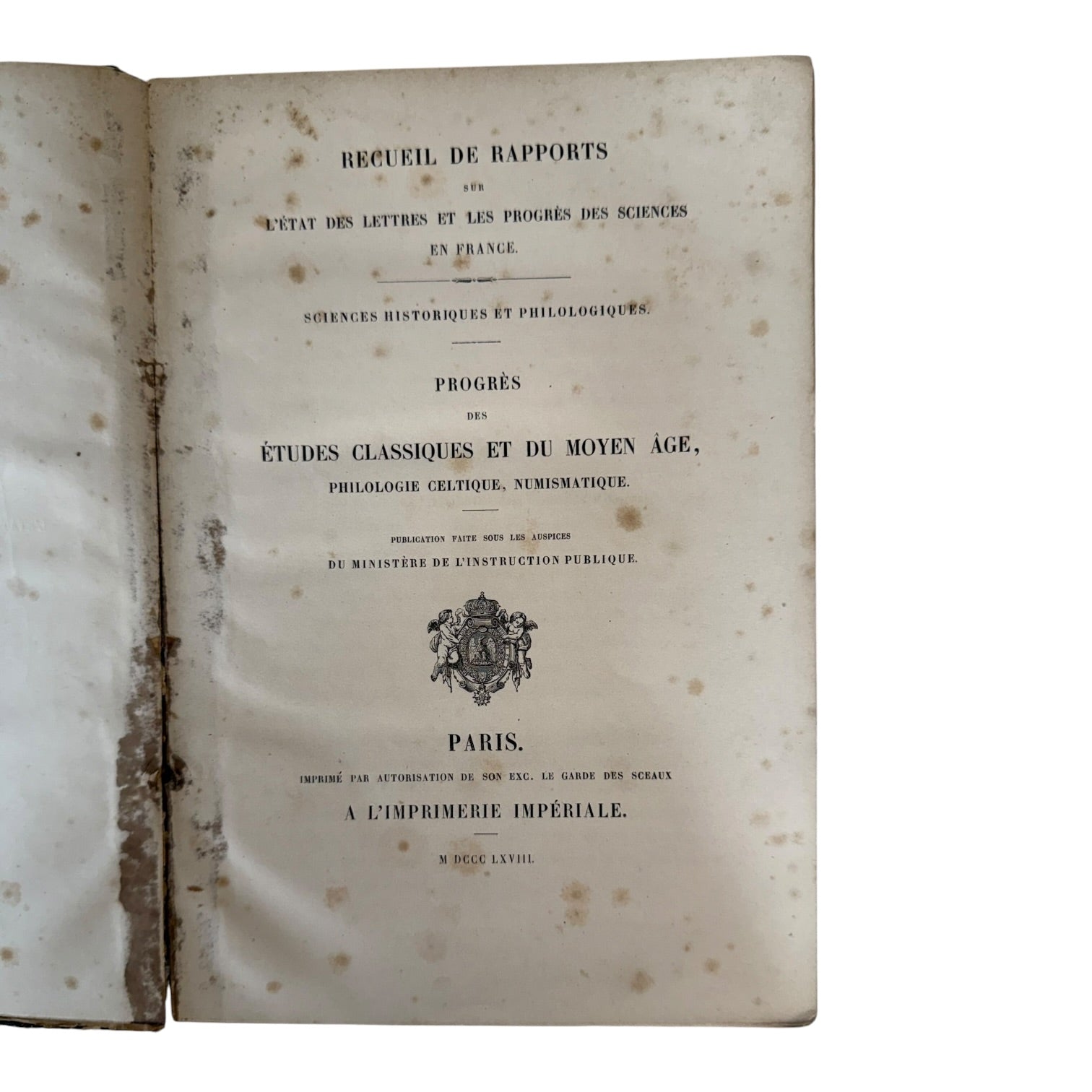 Libro Recueil de Rapports Francés de 1868