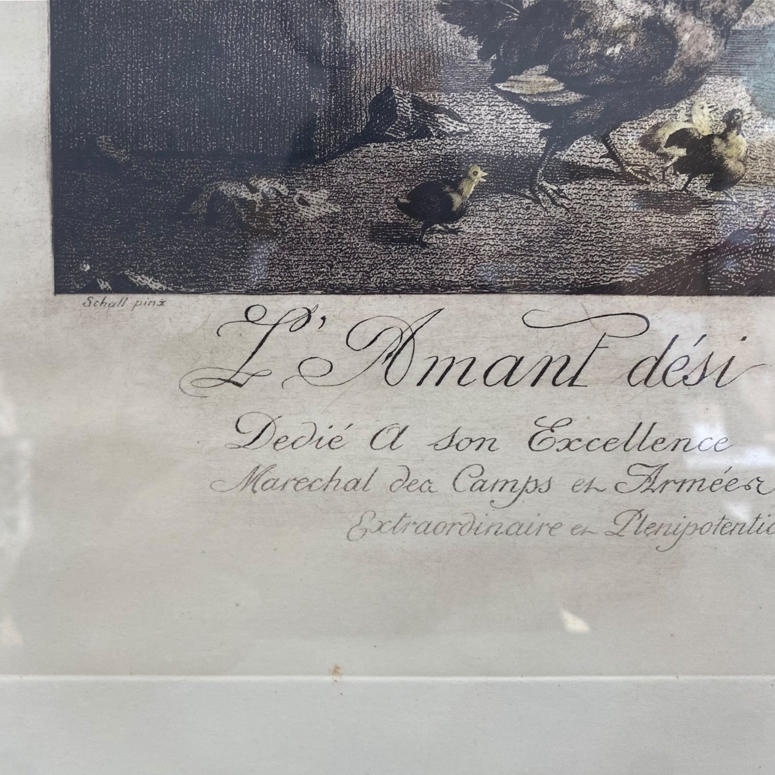 Grabado de la obra L’Amant Discret et les Voeux D’Amour de Jean-Frédéric Schall