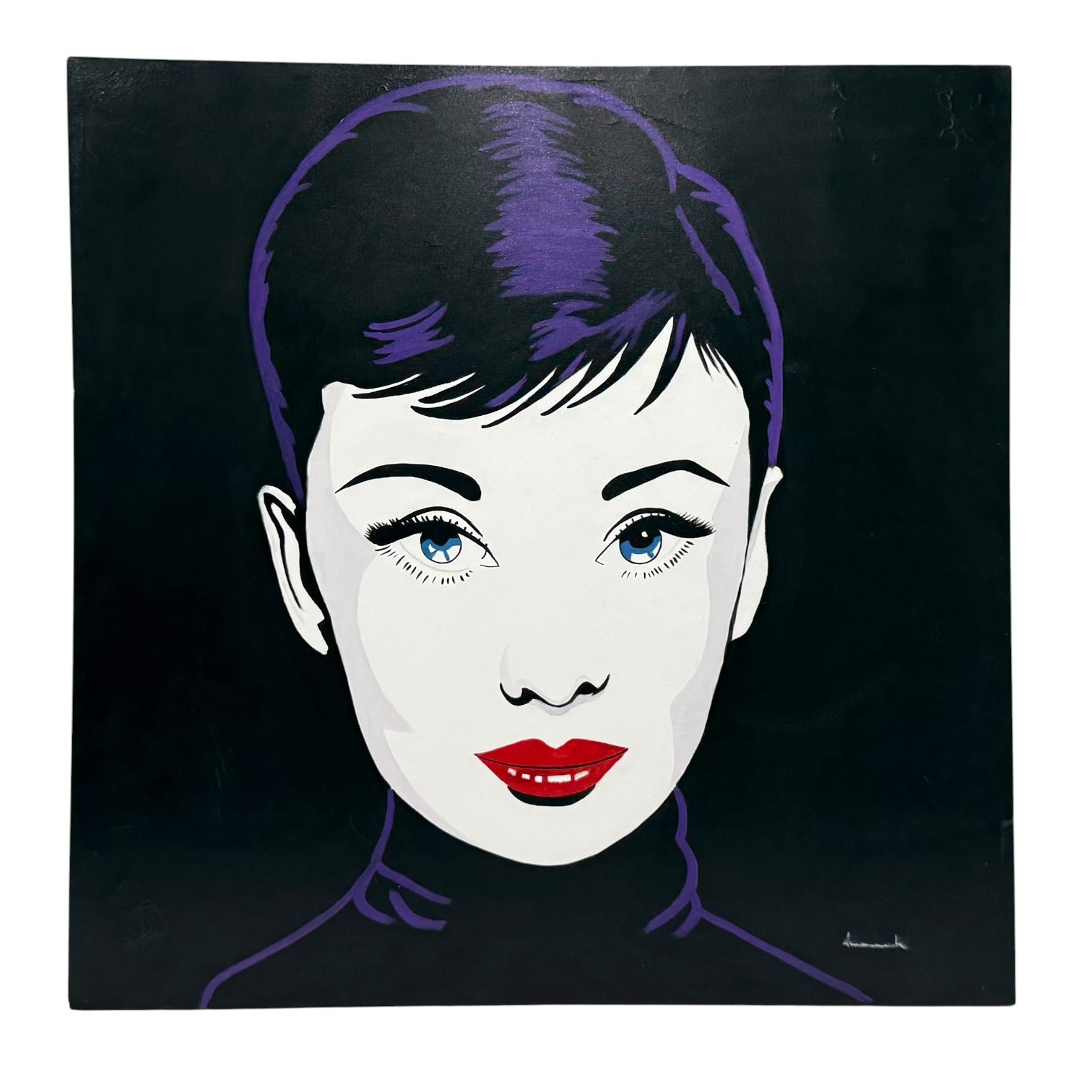 Pareja de pinturas Art Pop de Marilyn Monroe y Audrey Hepburn firmados por Amanache