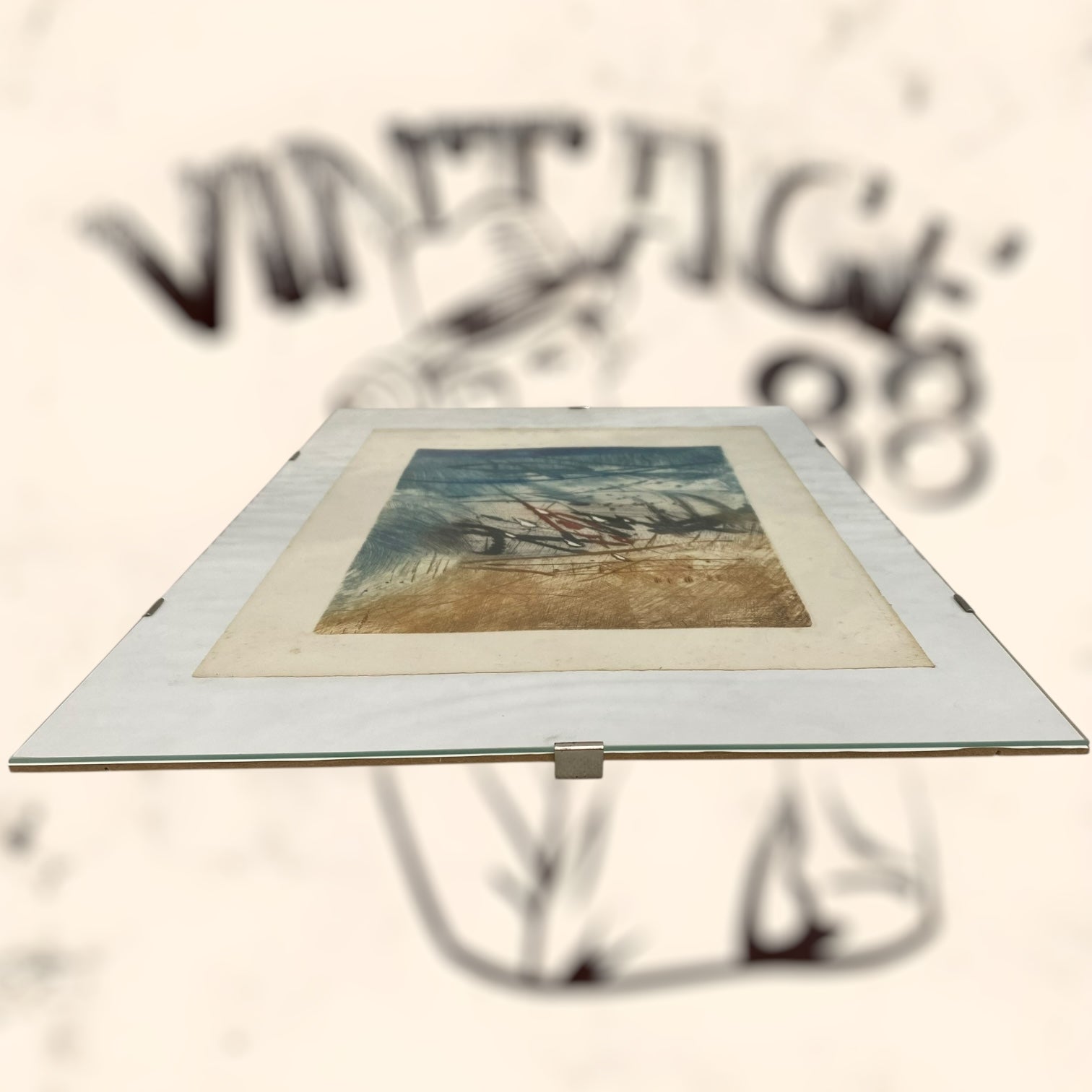 Grabado abstracto de Hervé Lambion (Julius Baltazar) firmado a lápiz