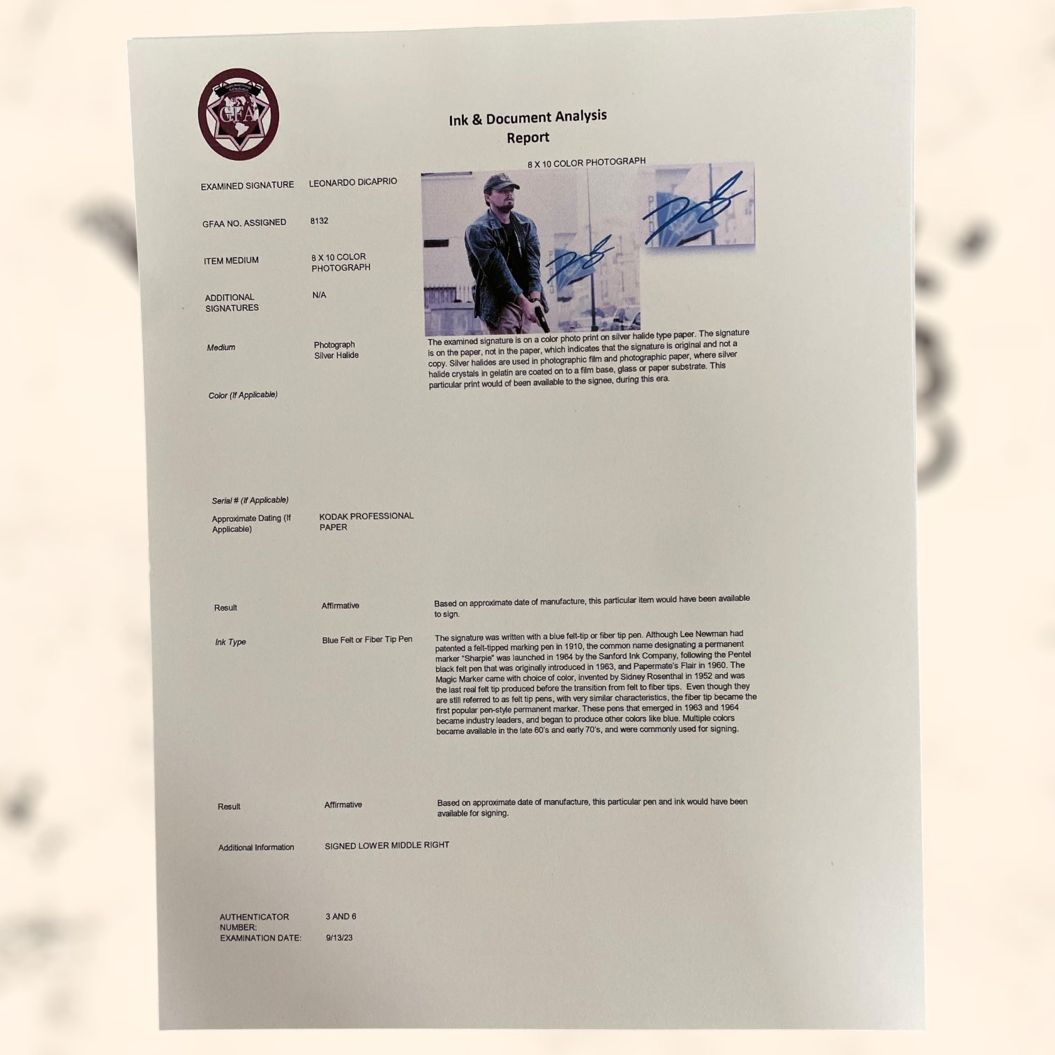 Fotografía firmada de Leonardo DiCaprio con certificado de autenticidad