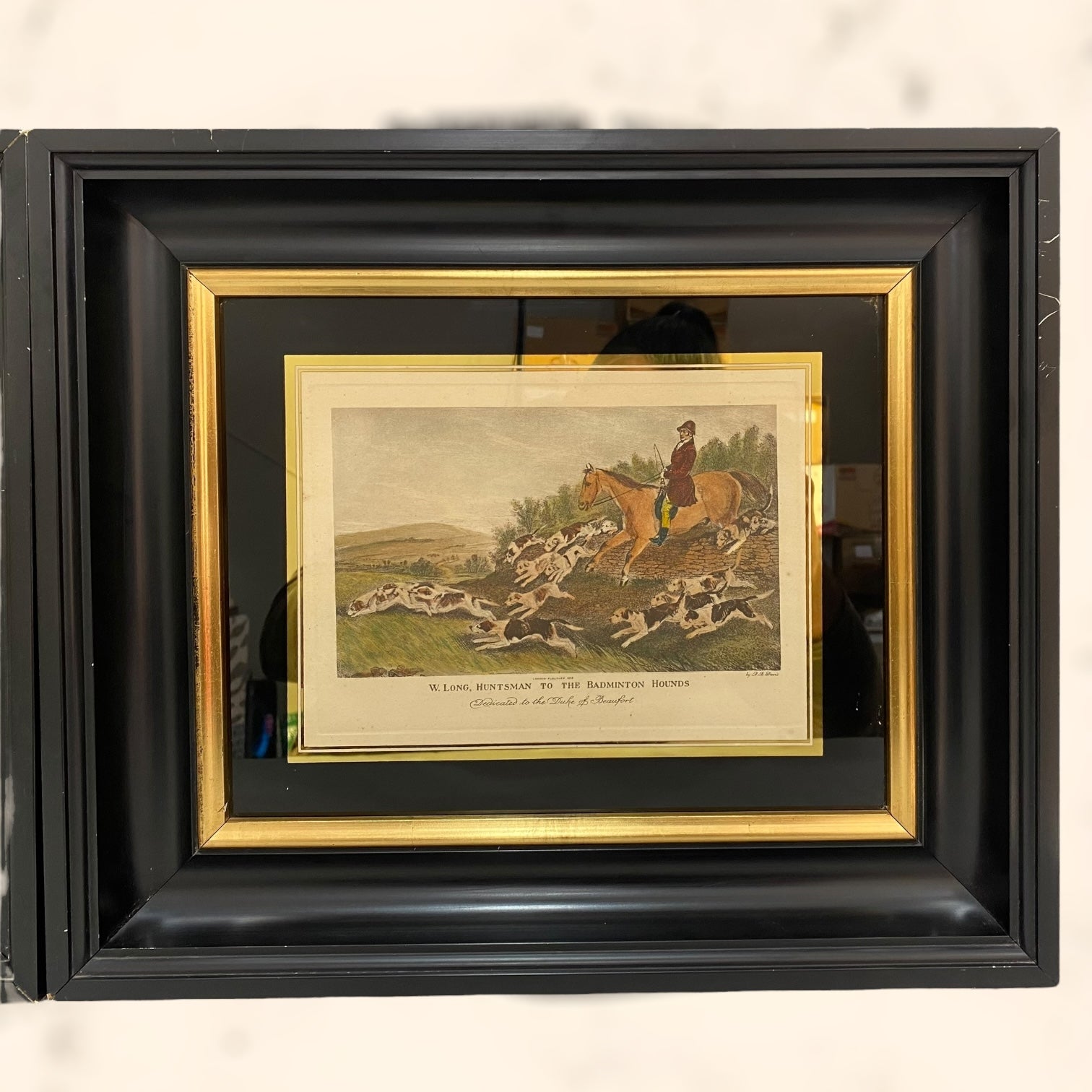 Pareja de grabados coloreados de Richard Barrett Davis antiguos