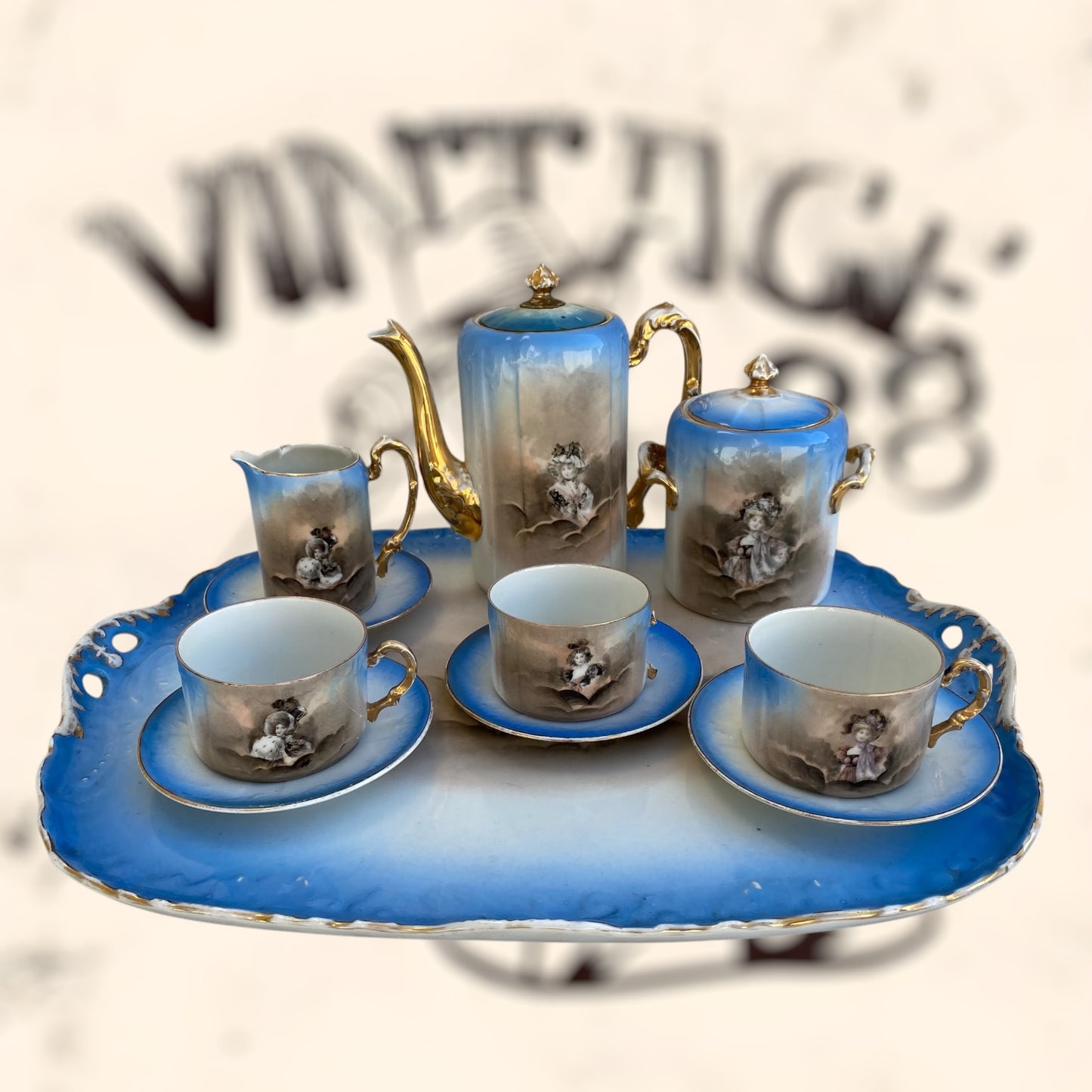 Juego de Té de porcelana Limoges (Albert Pillivuyt) S. XIX