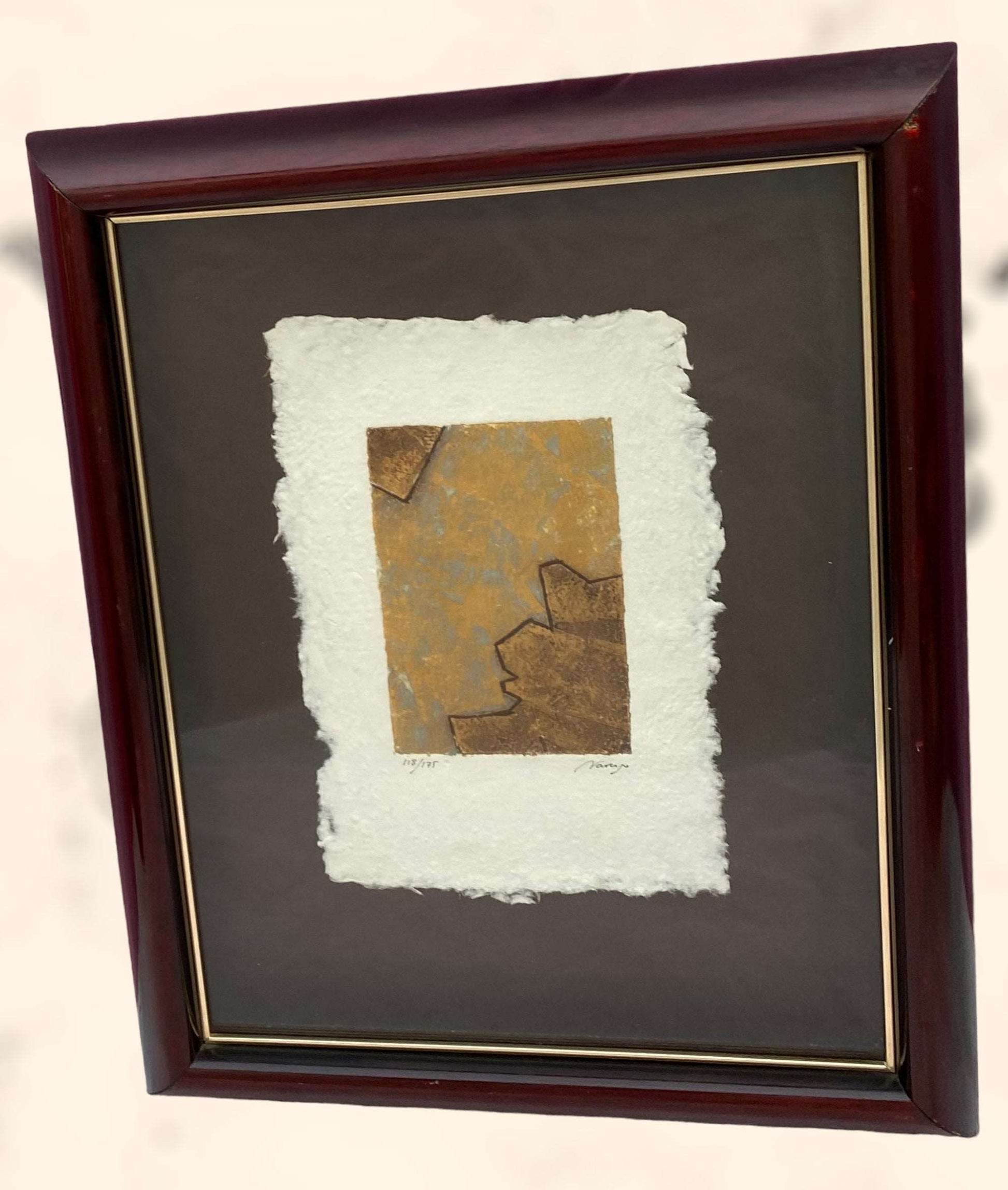 Grabado de arte abstracto de Eduardo Naranjo firmado y numerado a lápiz