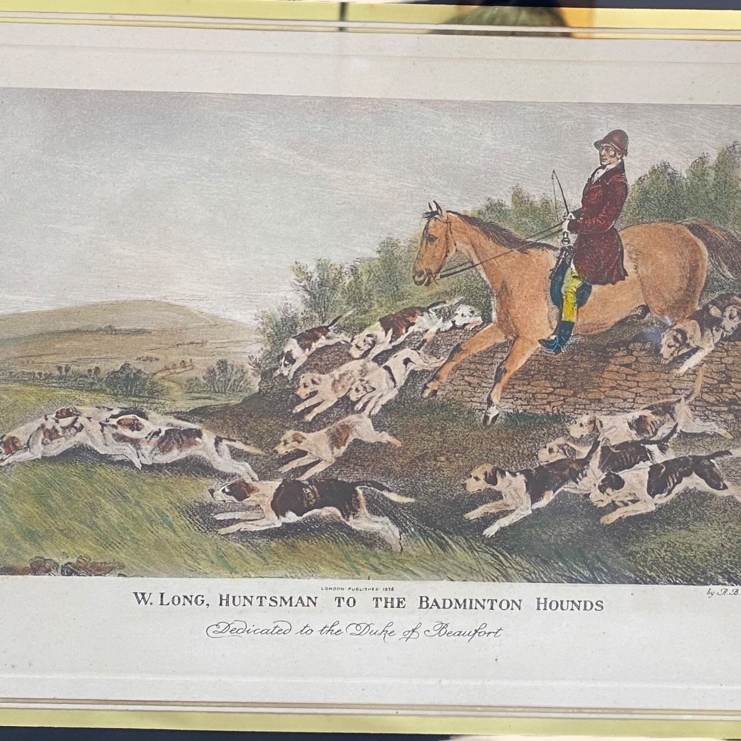 Pareja de grabados coloreados de Richard Barrett Davis antiguos