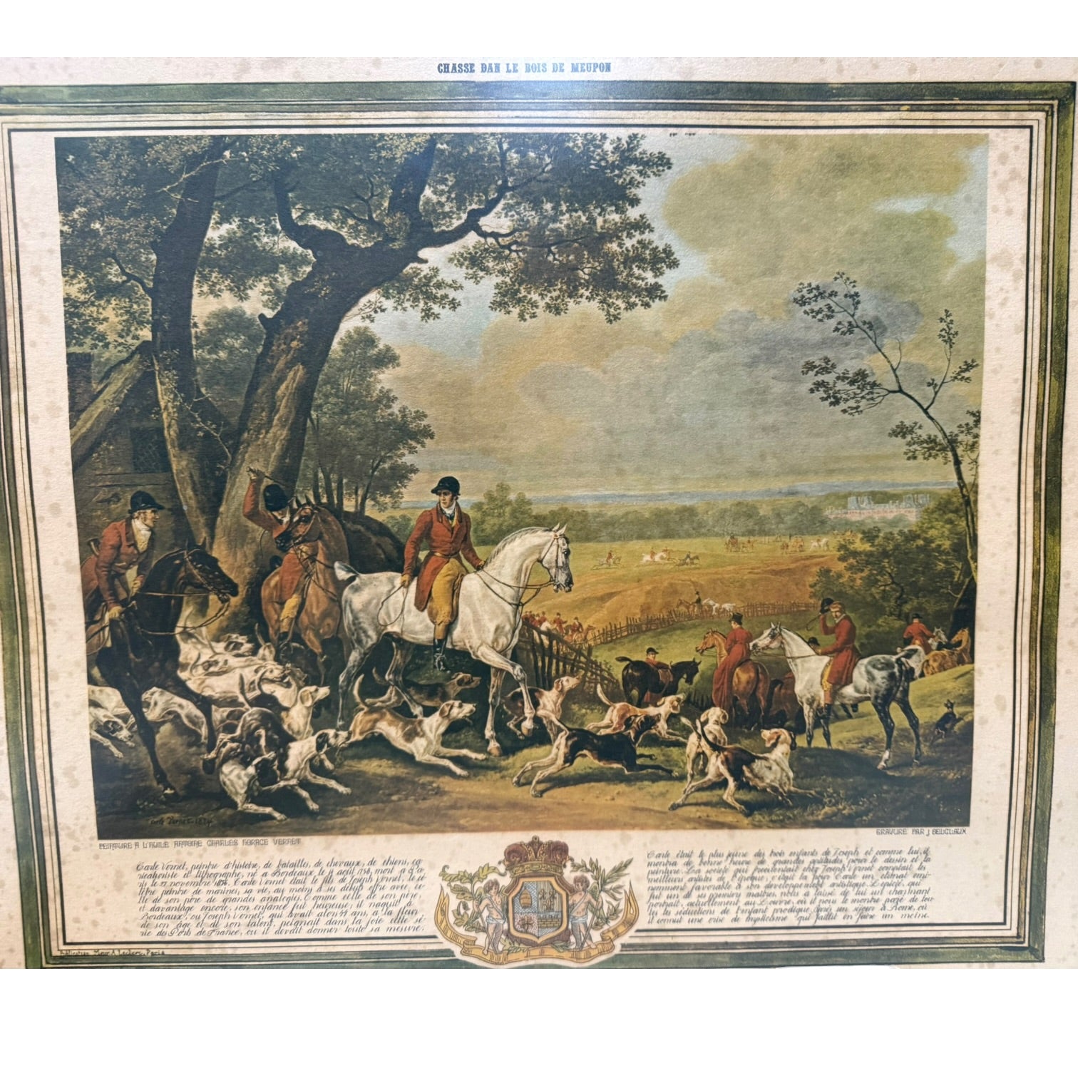 Grabado de la obra Chasse dans le bois de Meudon de Carle Vernet