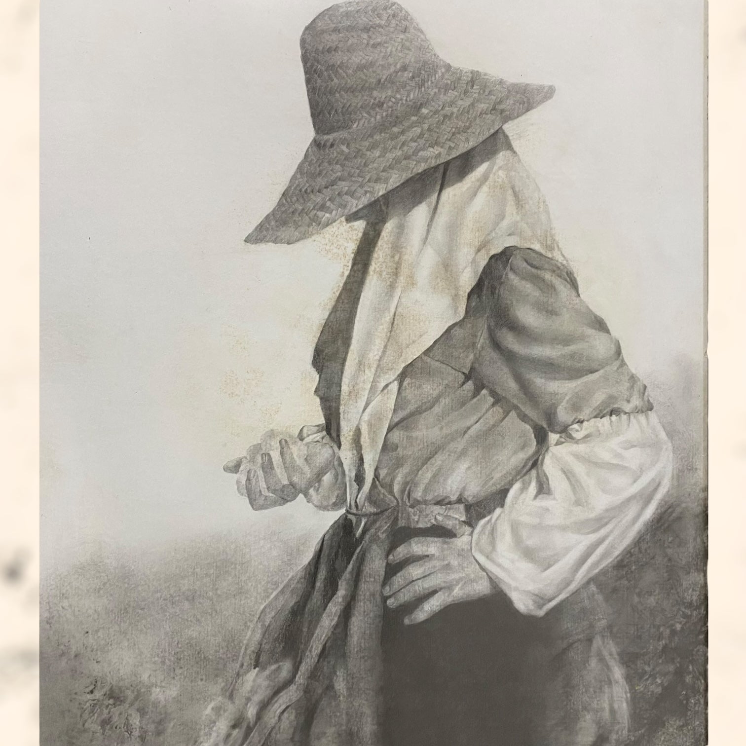 Carboncillo sobre tabla de Ramón Rizo de gran tamaño