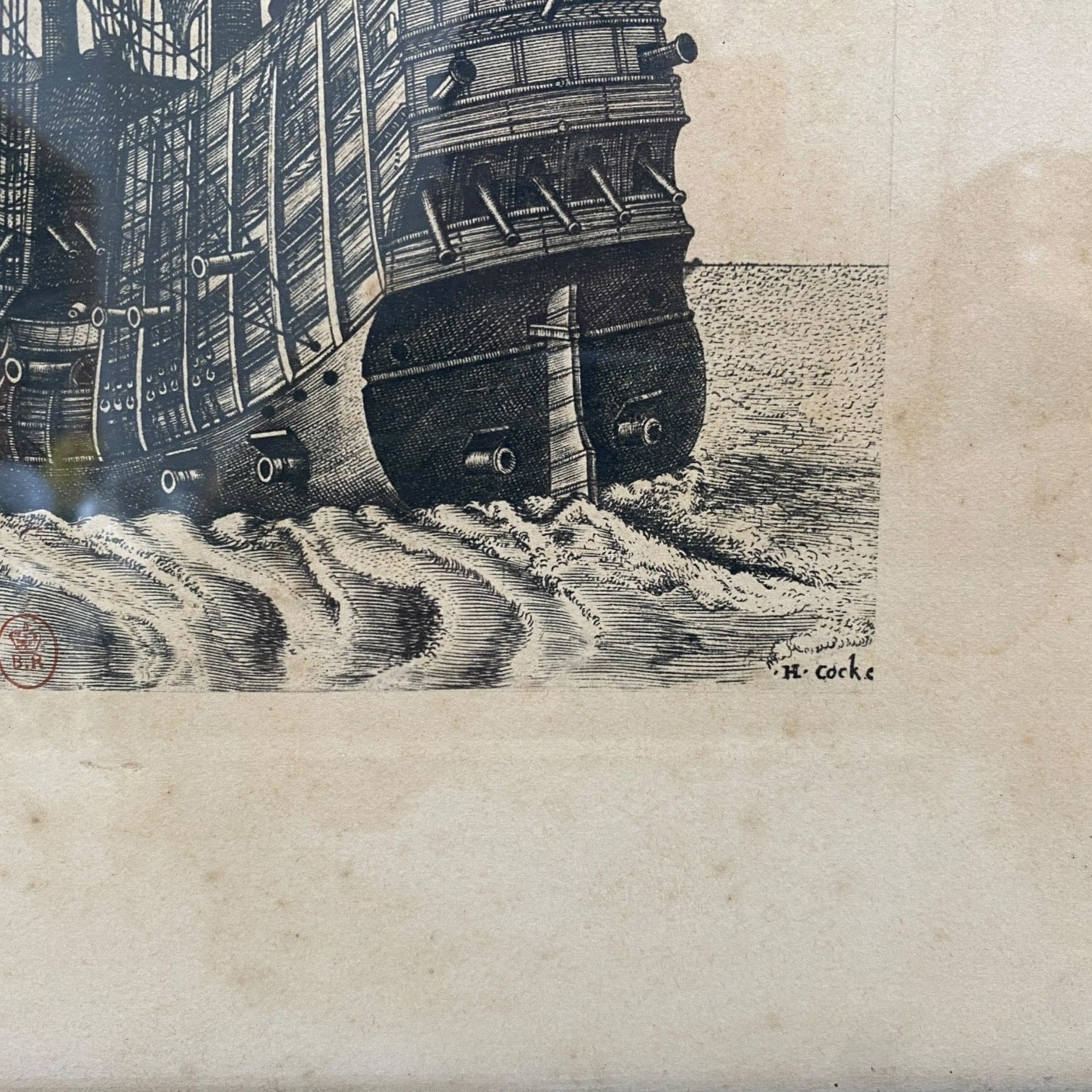 Pareja de grabados Navíos de guerra de Pieter Bruegel antiguos