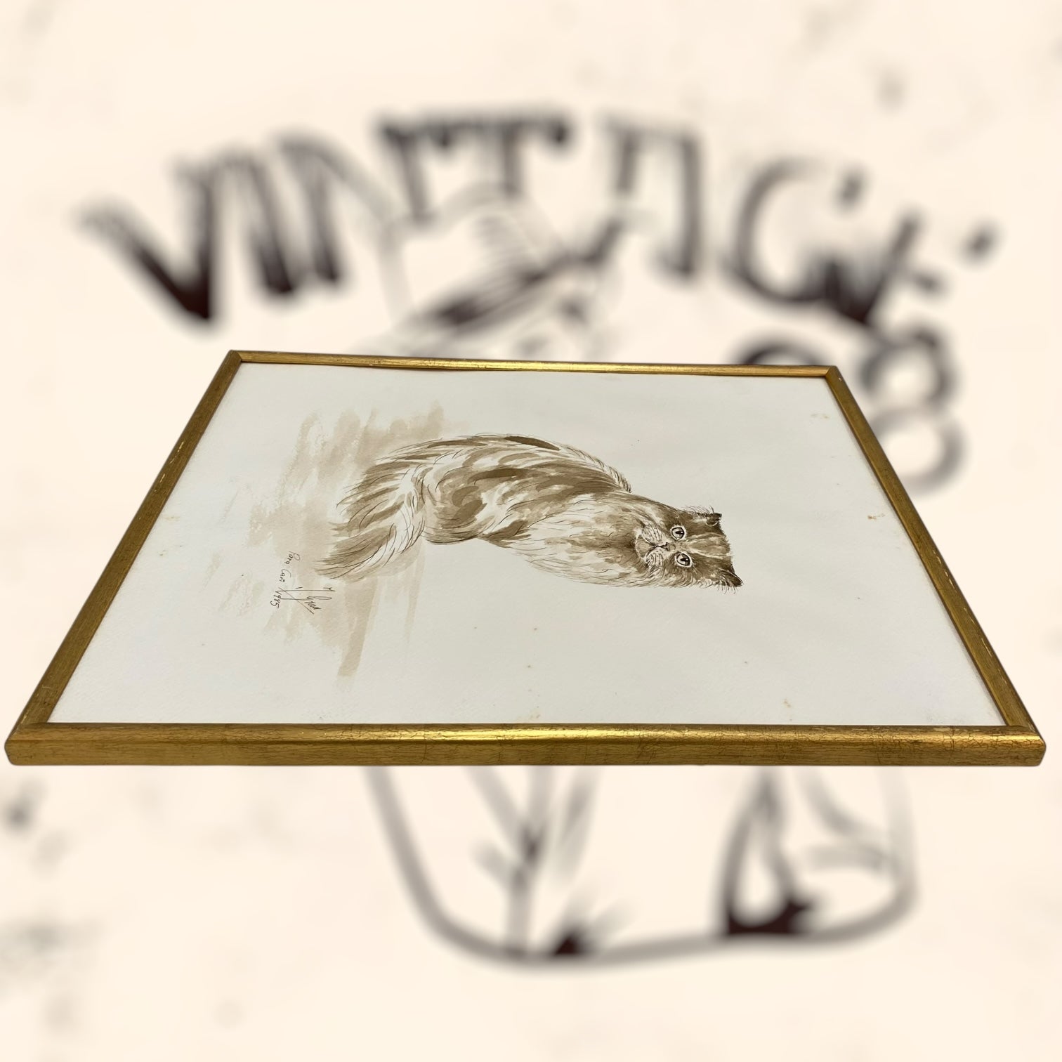 Acuarela de Joan Grau i Mas firmada y dedicada