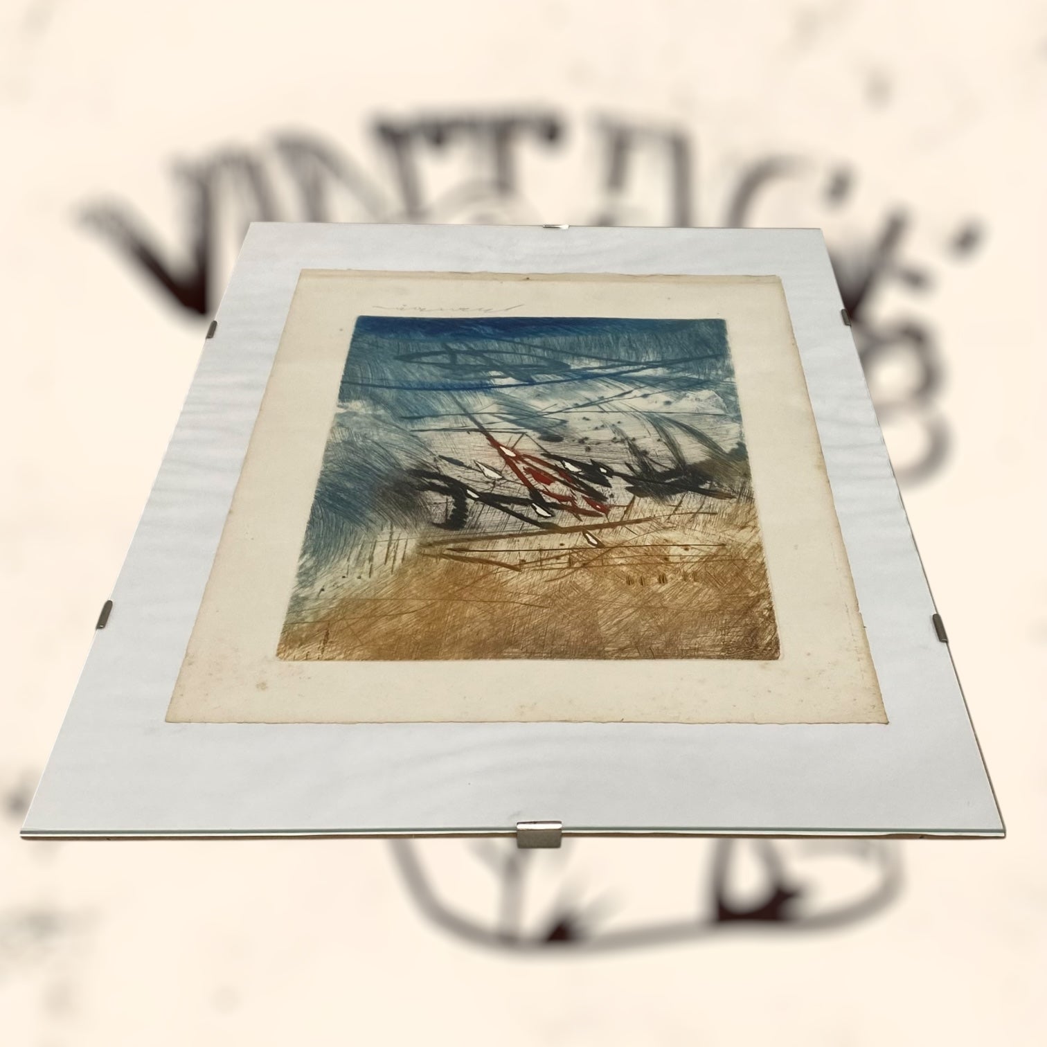 Grabado abstracto de Hervé Lambion (Julius Baltazar) firmado a lápiz