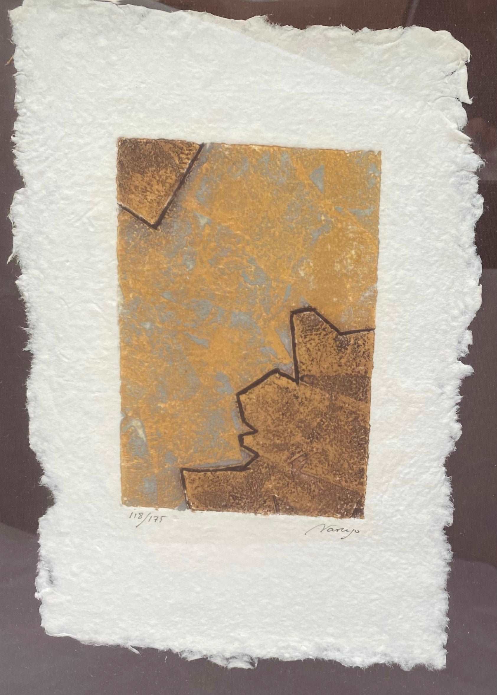 Grabado de arte abstracto de Eduardo Naranjo firmado y numerado a lápiz