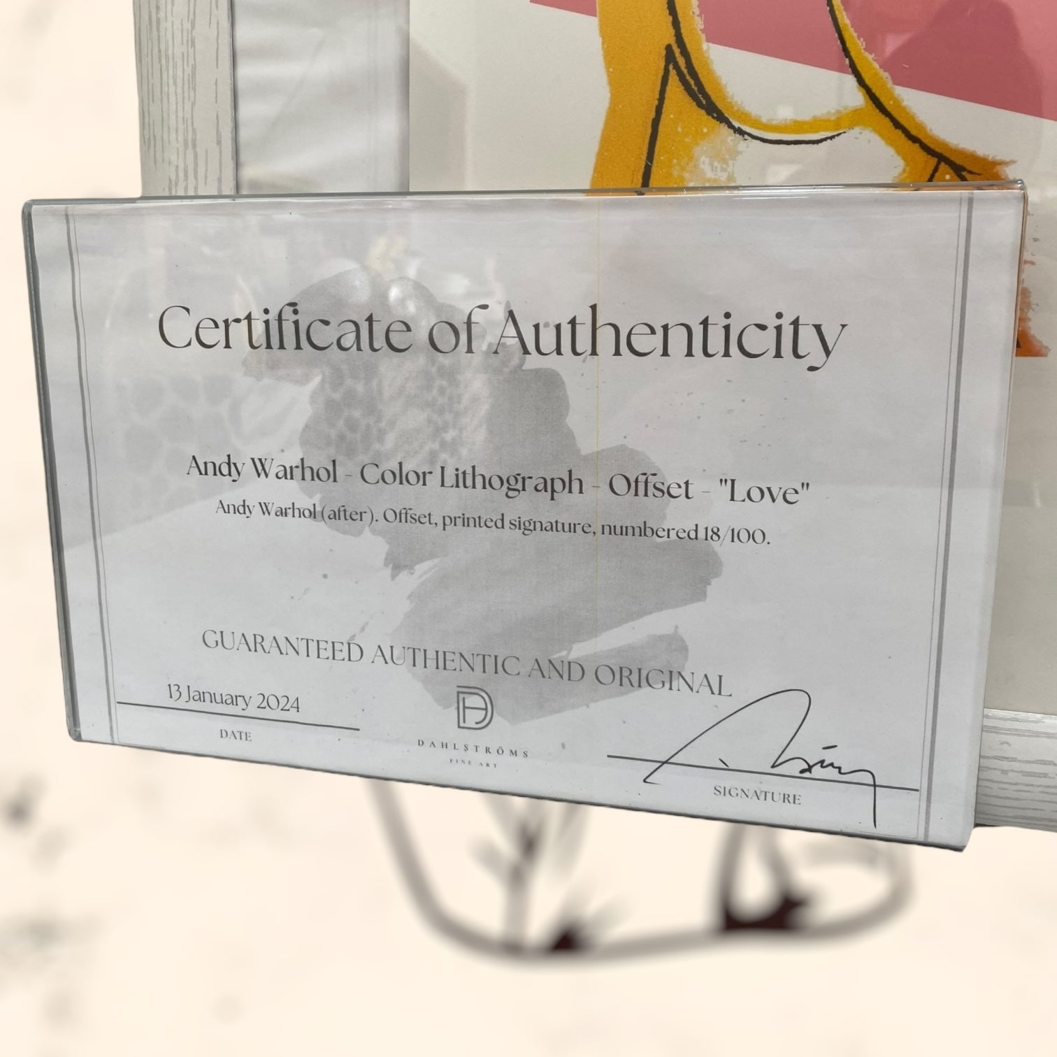 Litografía Love de Andy Warholl con certificado de autenticidad
