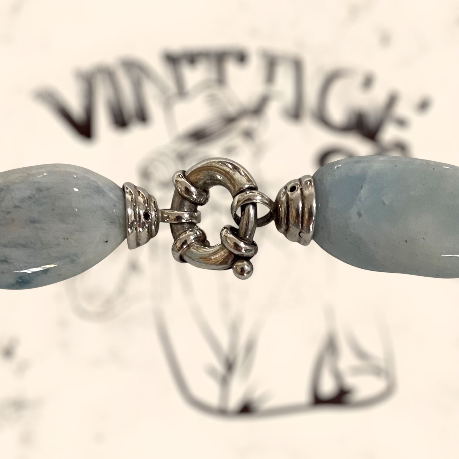 Collar de aguamarina con cierre de plata vintage